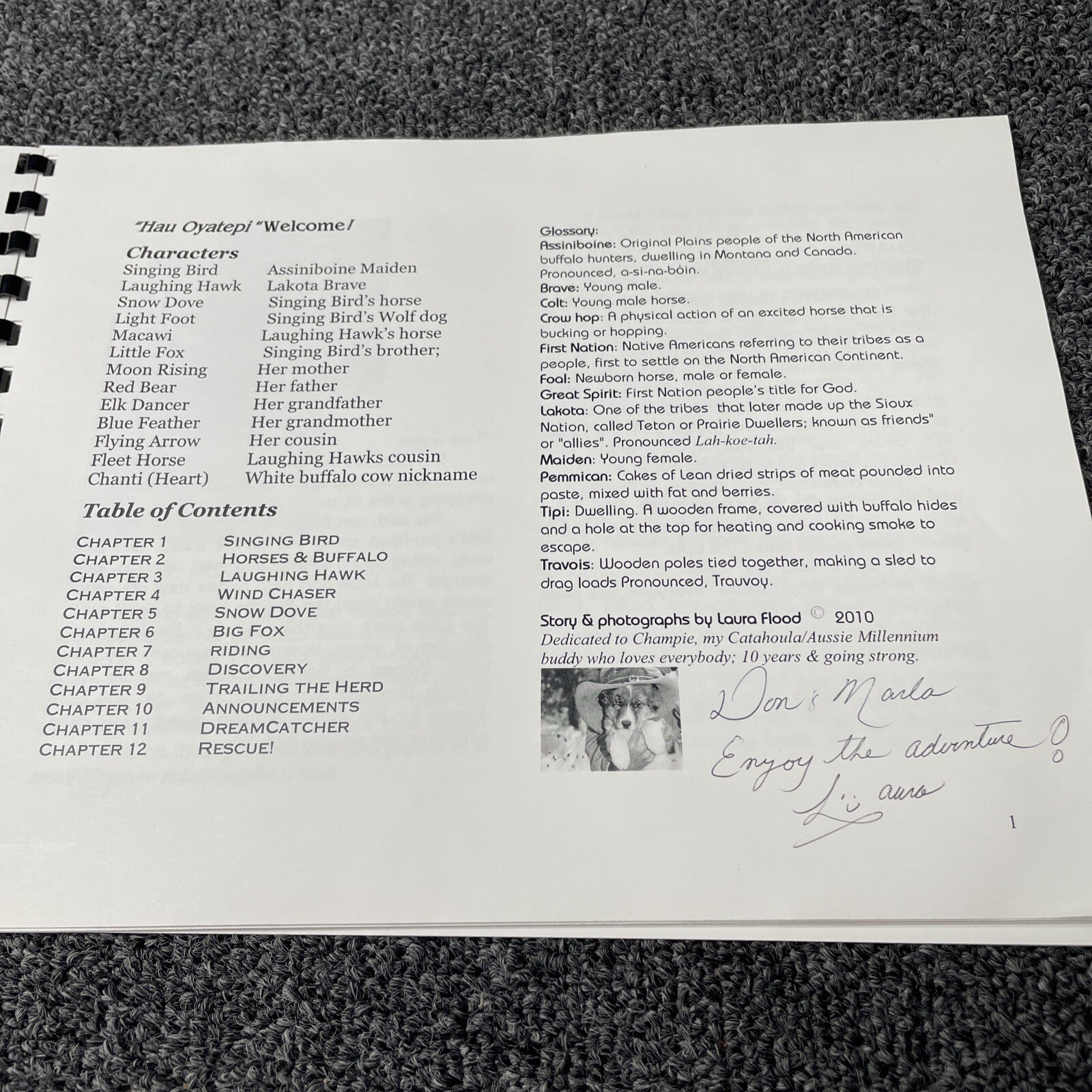 White Buffalo Rescue Laura Flood Signed Rare 2010 Ring Bound