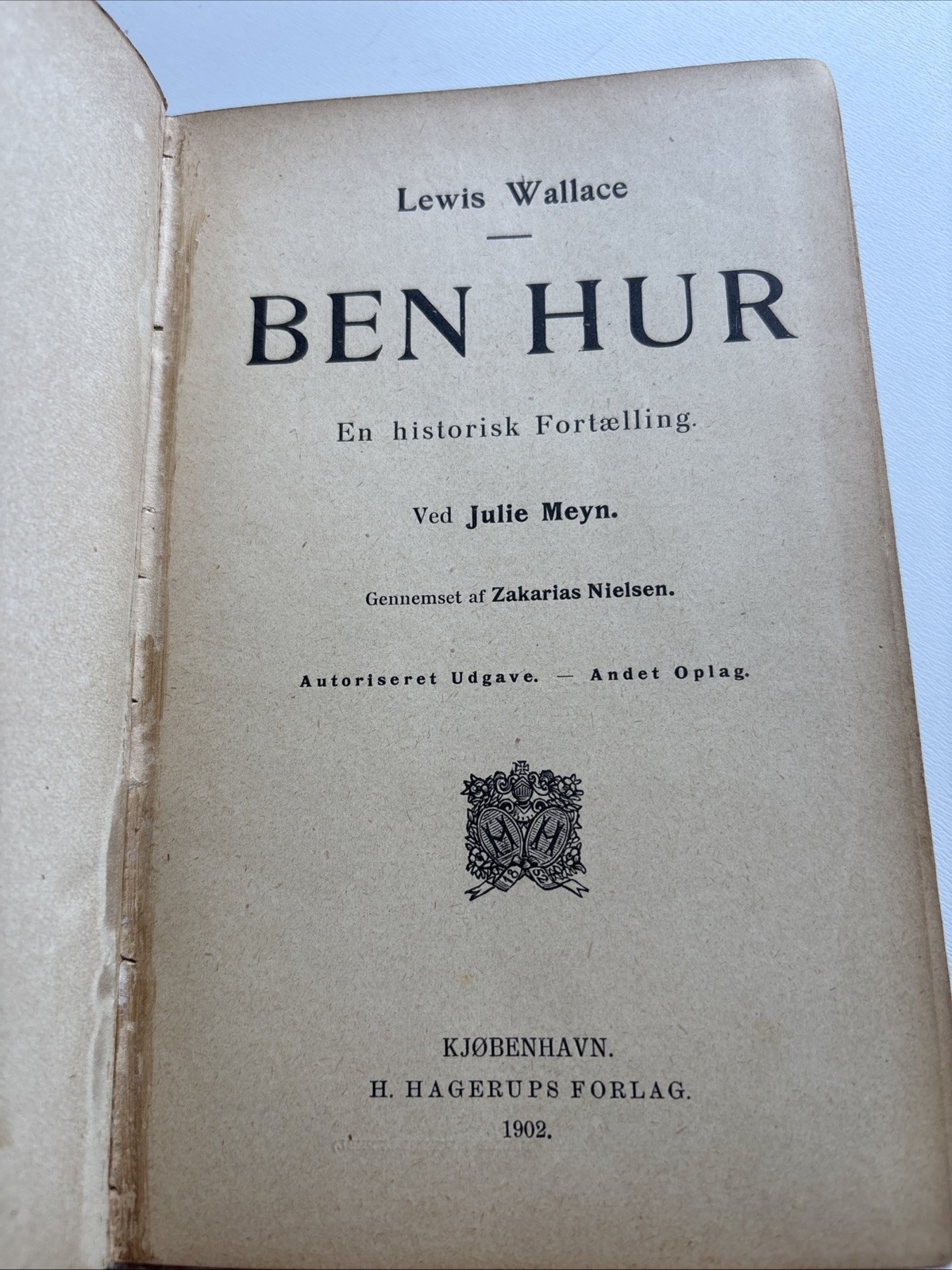 Antique Ben Hur By Lew Wallace 1902 – DANISH Edition