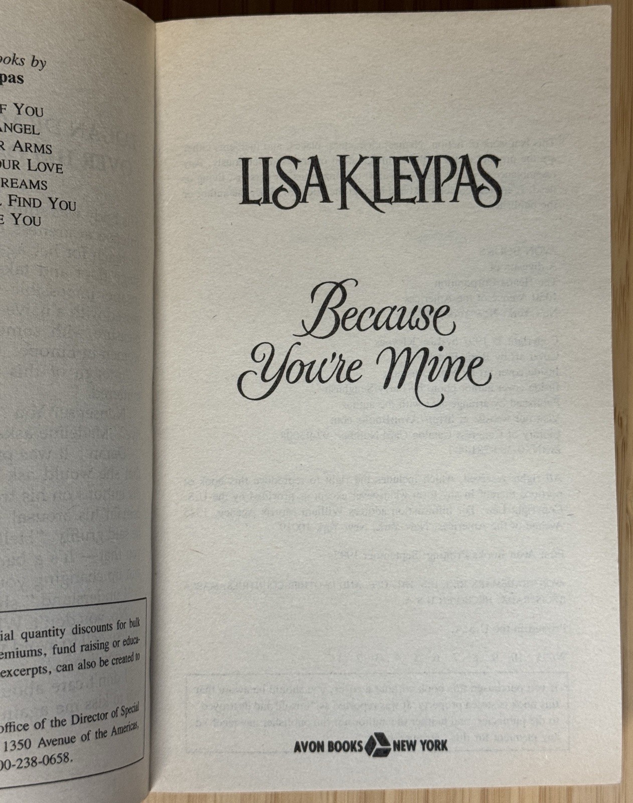 BECAUSE YOU’RE MINE Lisa Kleypas Stepback 1st Printing 1997 Regency Romance