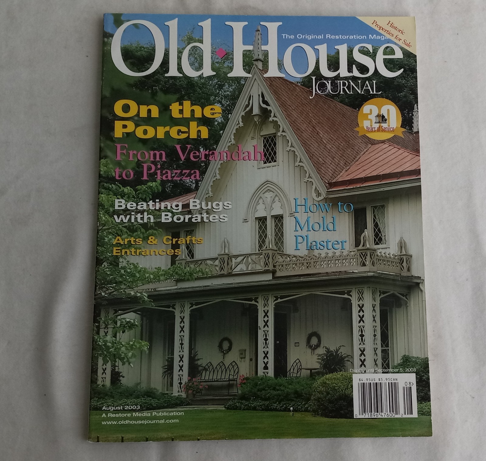 Old House Journal Magazine August 2003 EXCELLENT Condition 138 pages