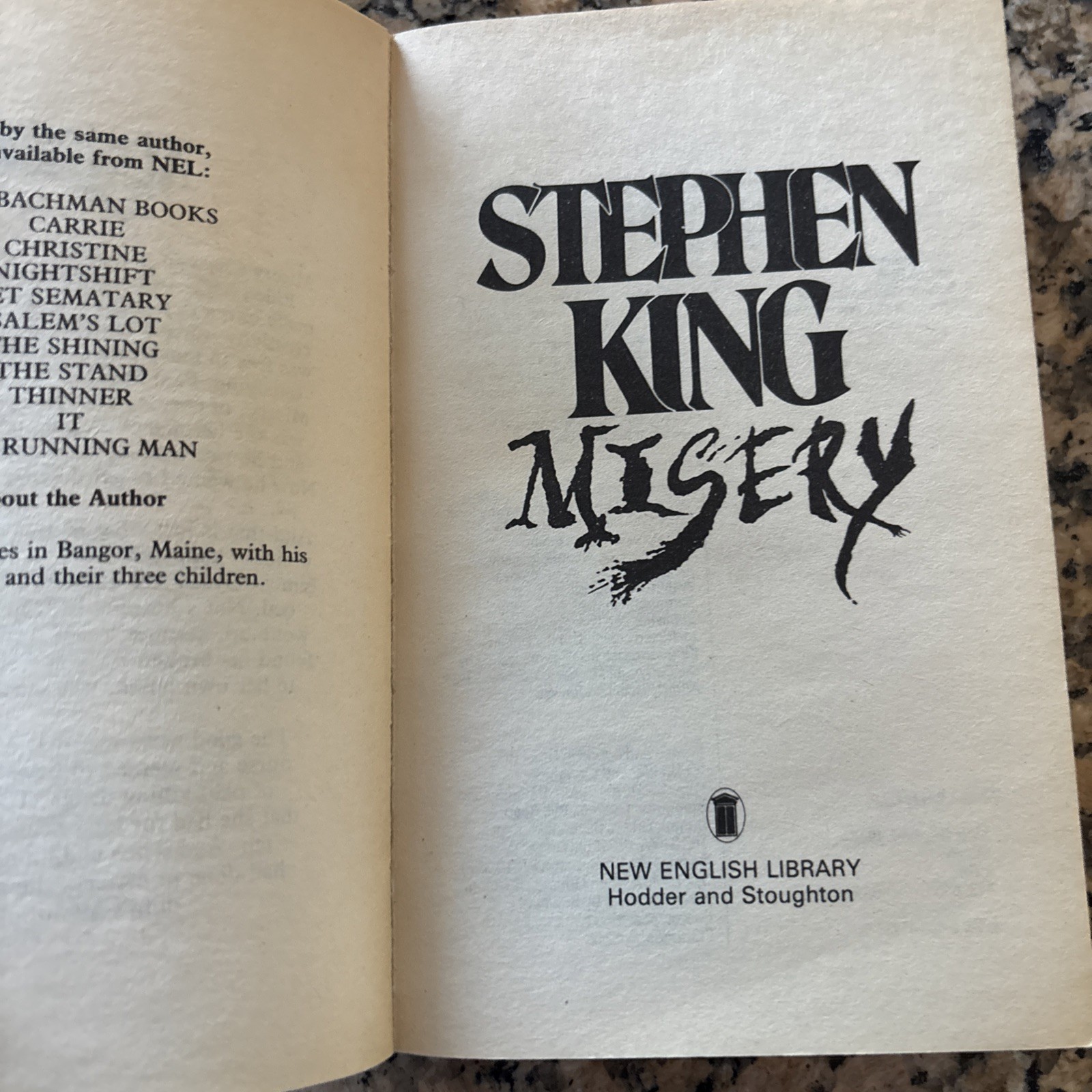 Stephen King Misery Vintage 1988 UK PB NAL Horror Super Rare Cover