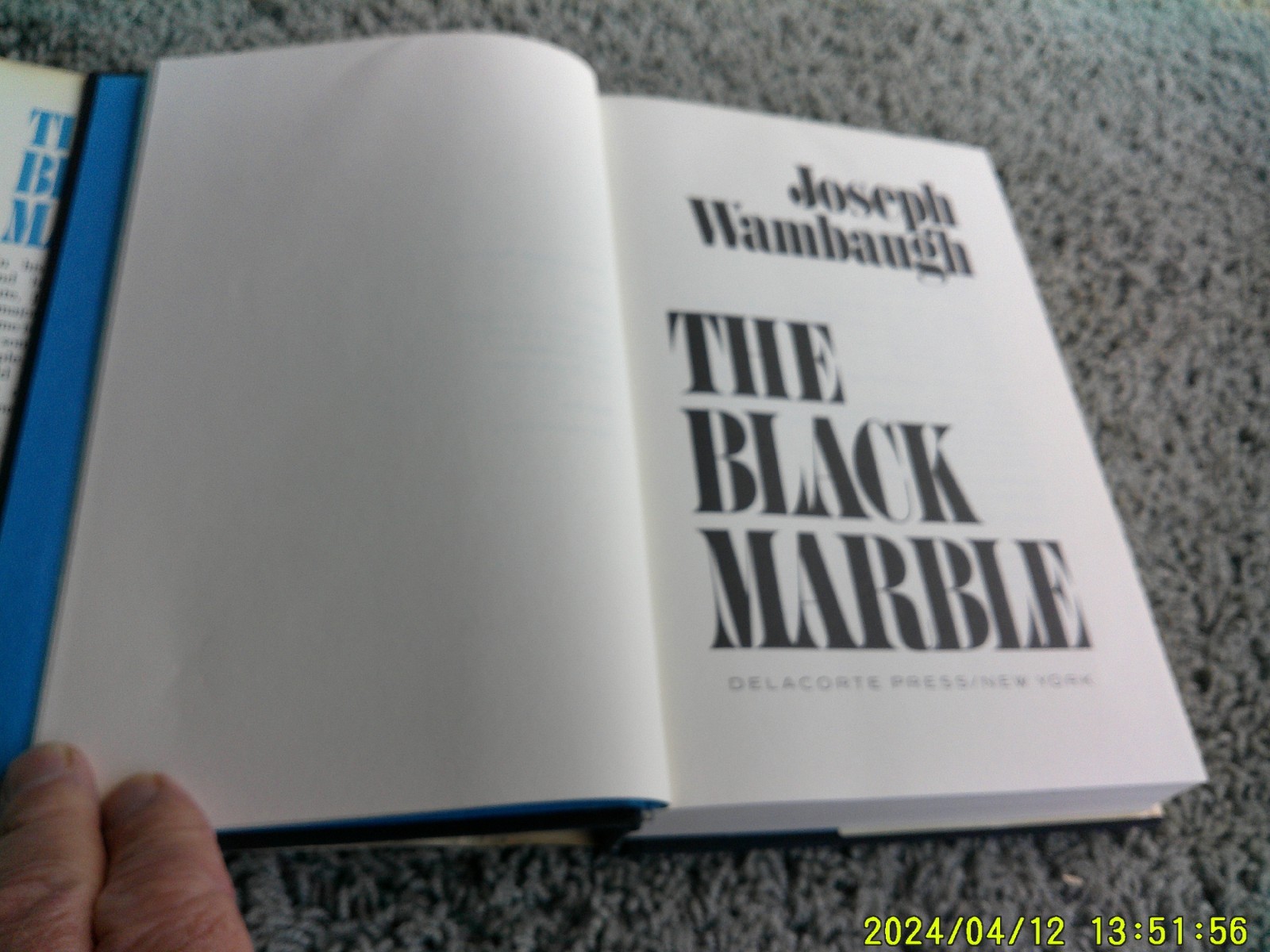 THE BLACK MARBLE: a novel by Joseph Wambaugh. 1st edition 1978 w/DJ. INSCRIBED
