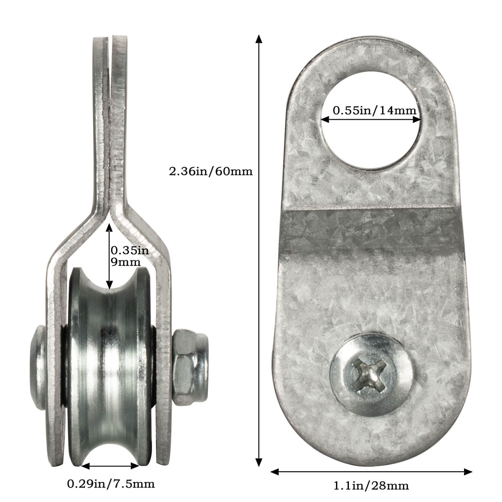 SHINICO 4 Pack Small Snatch Cable Pulley Block for 6mm / 0.23 Inch Wire…
