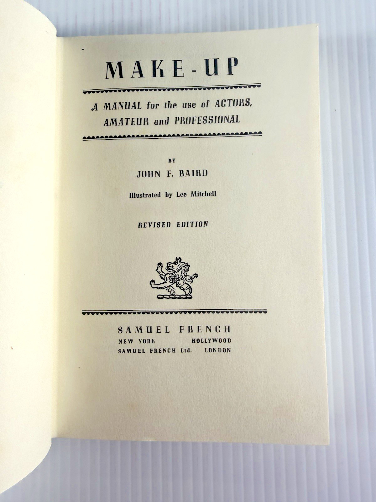 Make-Up John F. Baird Revised Edition Samuel French Vintage Acting Makeup Book