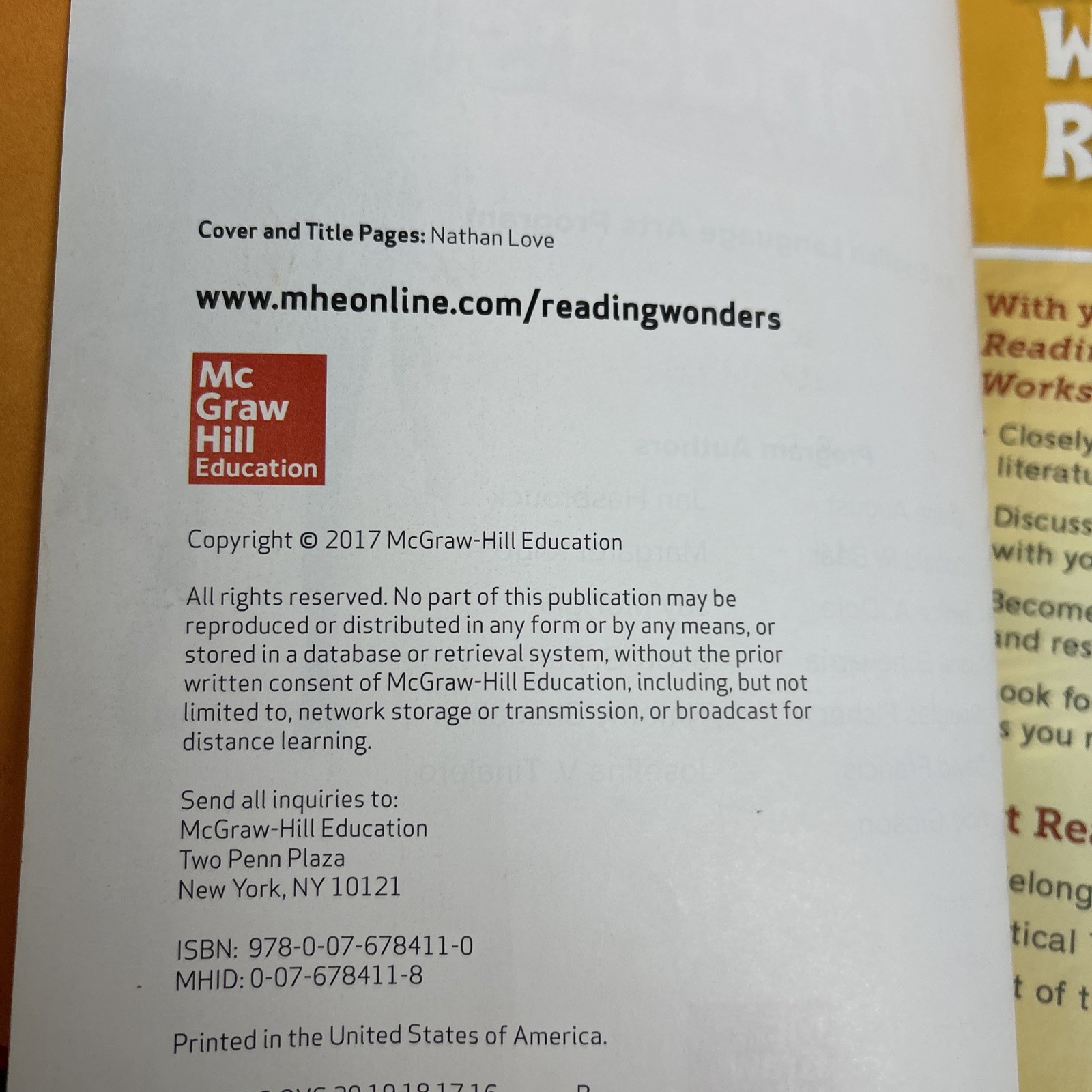 Wonders Reading/Writing Workshop, Grade 3 by McGraw Hill (2017, Hardcover)