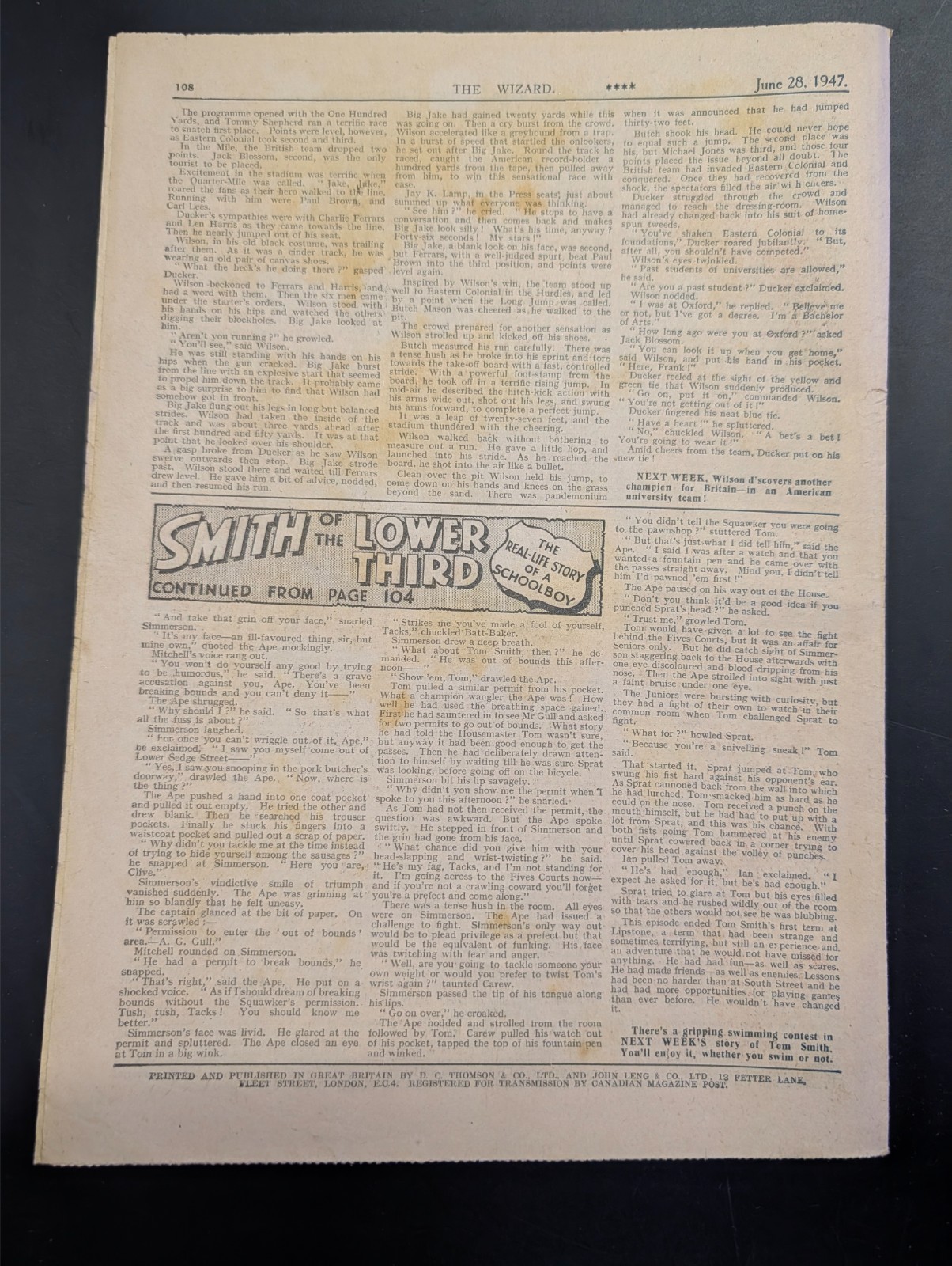 Wizard Comic No 1138, June 28th 1947, D.C. Thomson, Birthday Issue