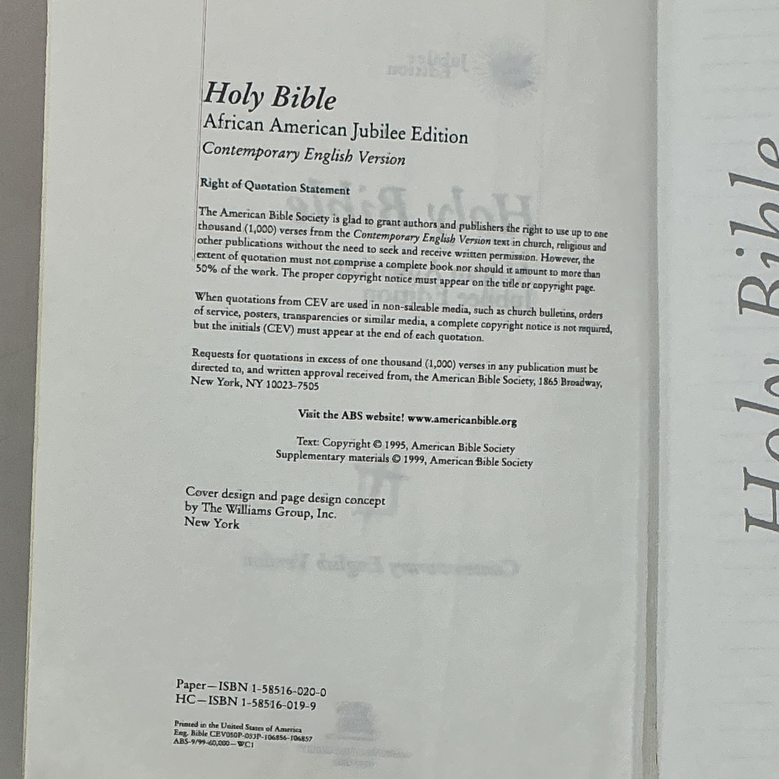 Holy Bible African American Jubilee Edition American Bible Society Green PB