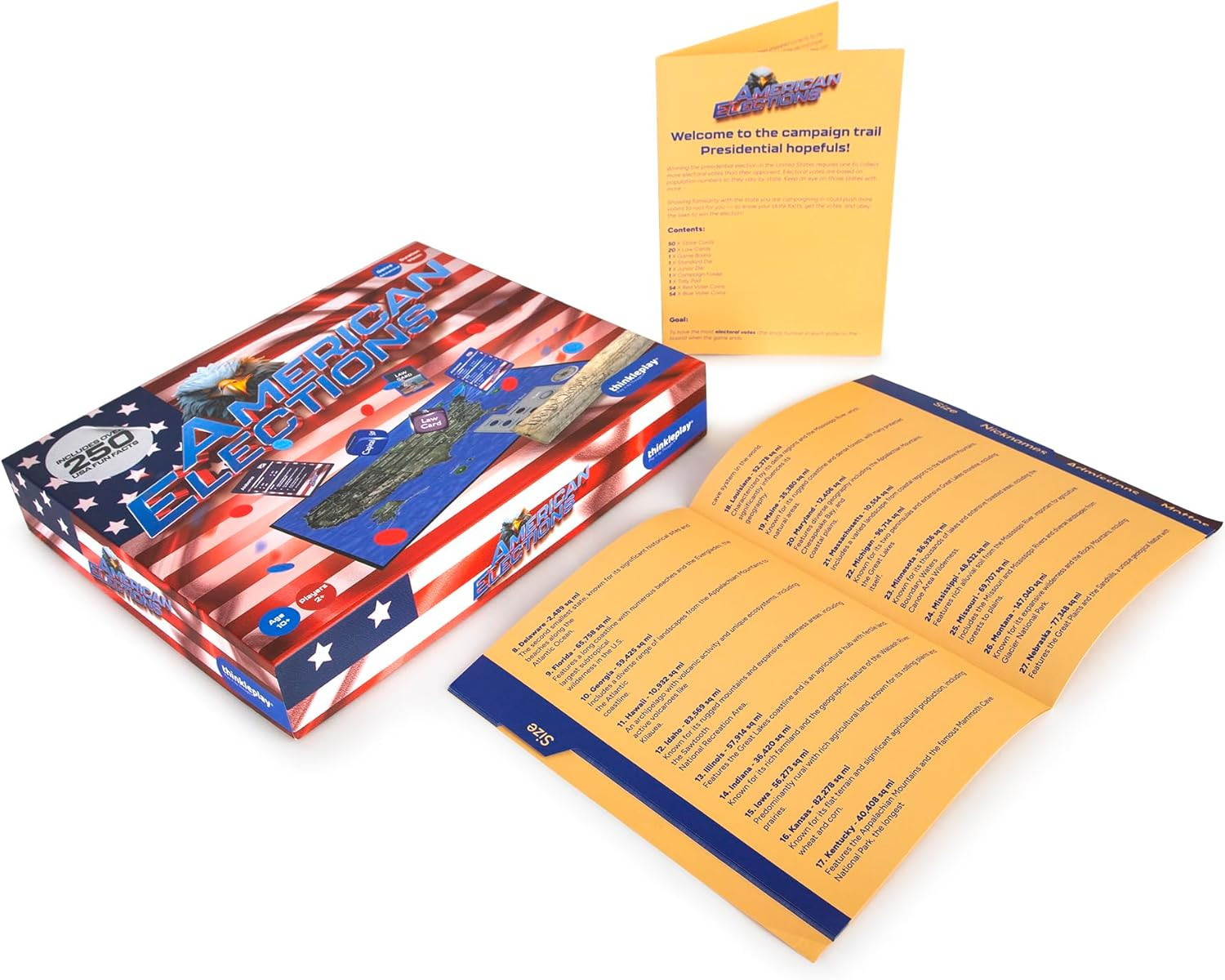 American Elections U.S. History & Civics Board Game – Learn State Facts, Geograp