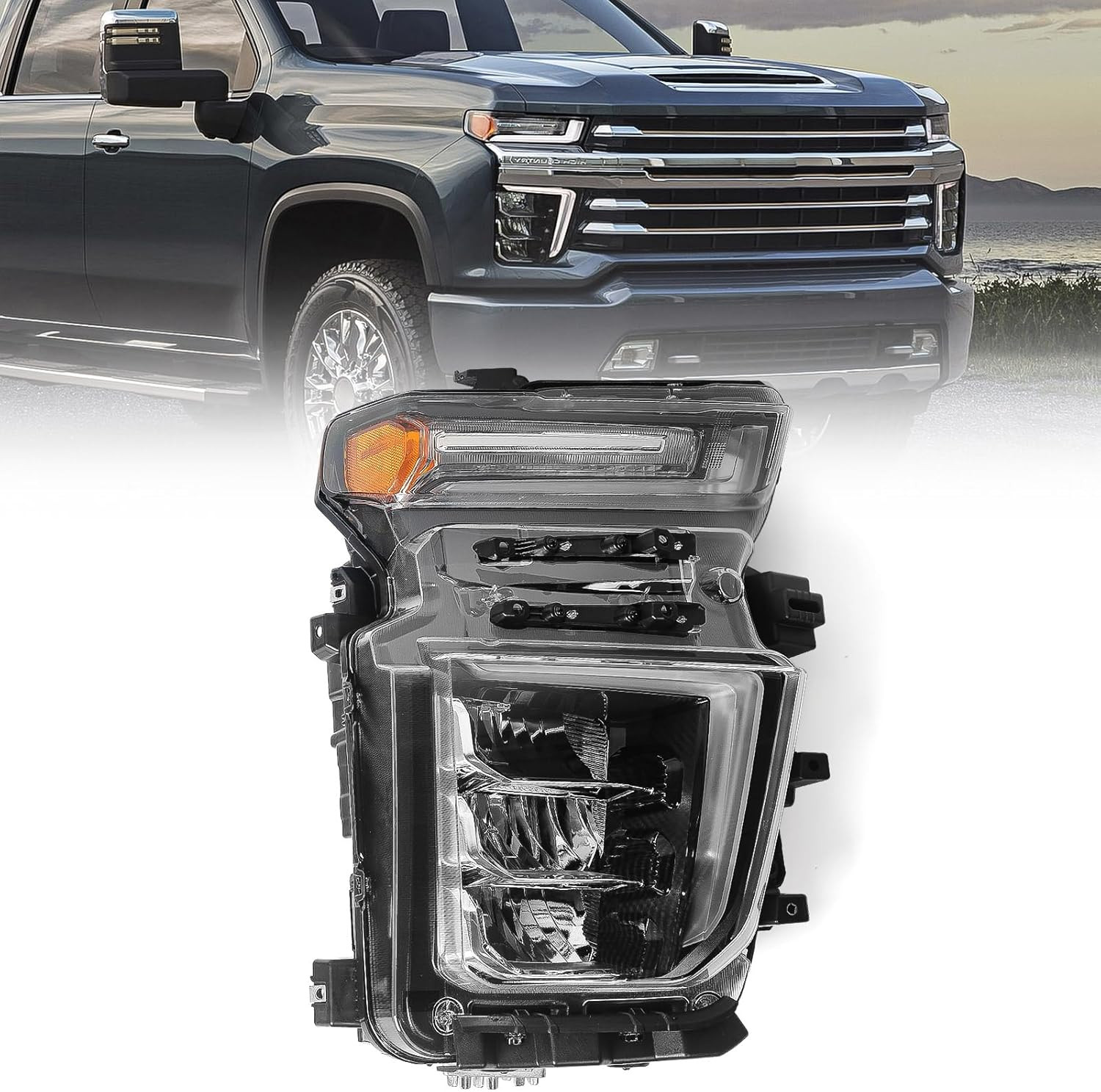 LED Headlight Assembly Compatible with Chevy Silverado 2500HD 3500HD 2020 2021 2