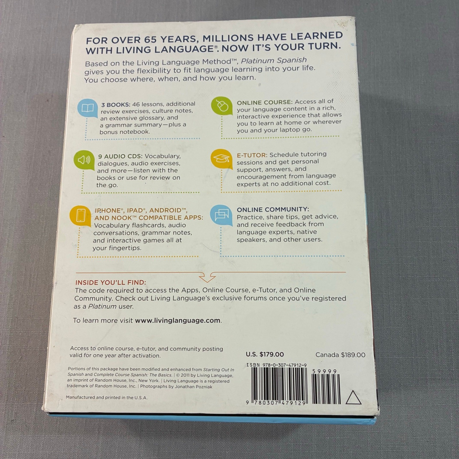 Living Language Spanish Platinum Edition Complete Course Set 9 CDs Books