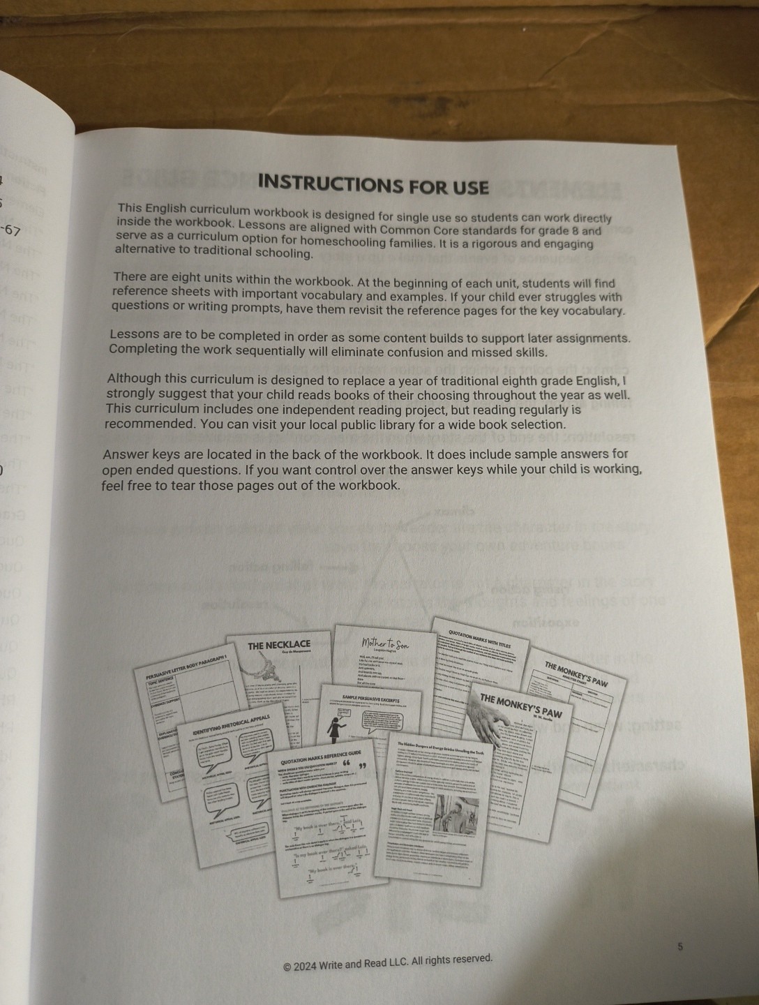 English Language Arts Homeschool Curriculum Workbook Grade 8