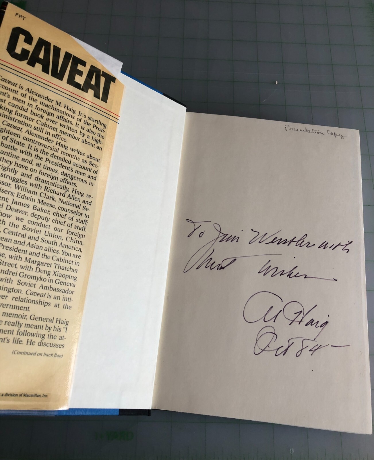 SIGNED by Alexander HAIG -1984 1st Ed CAVEAT: Realism, Reagan and Foreign Policy