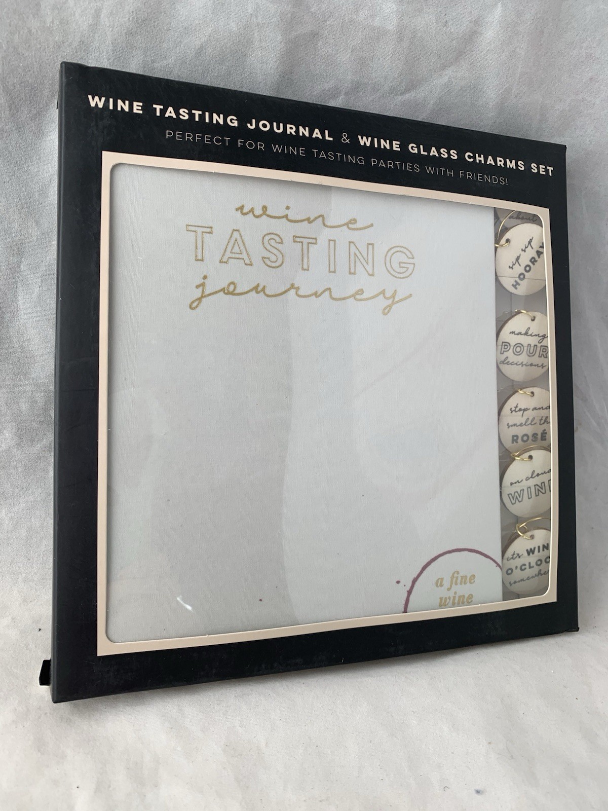 Wine Tasting Journal & 6 Wine Glass Charms Hardcover 200 Pages Great Gift B15-6