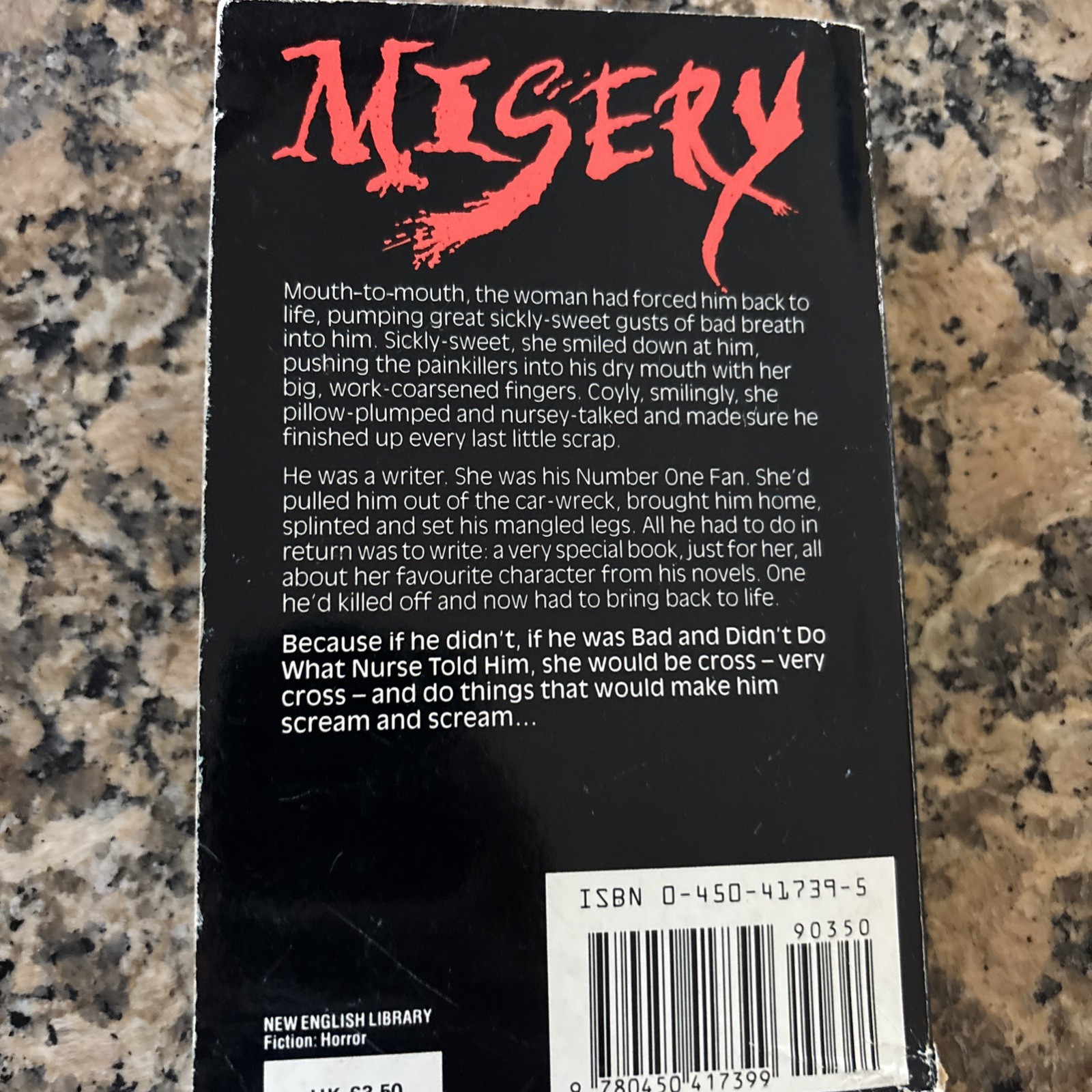Stephen King Misery Vintage 1988 UK PB NAL Horror Super Rare Cover