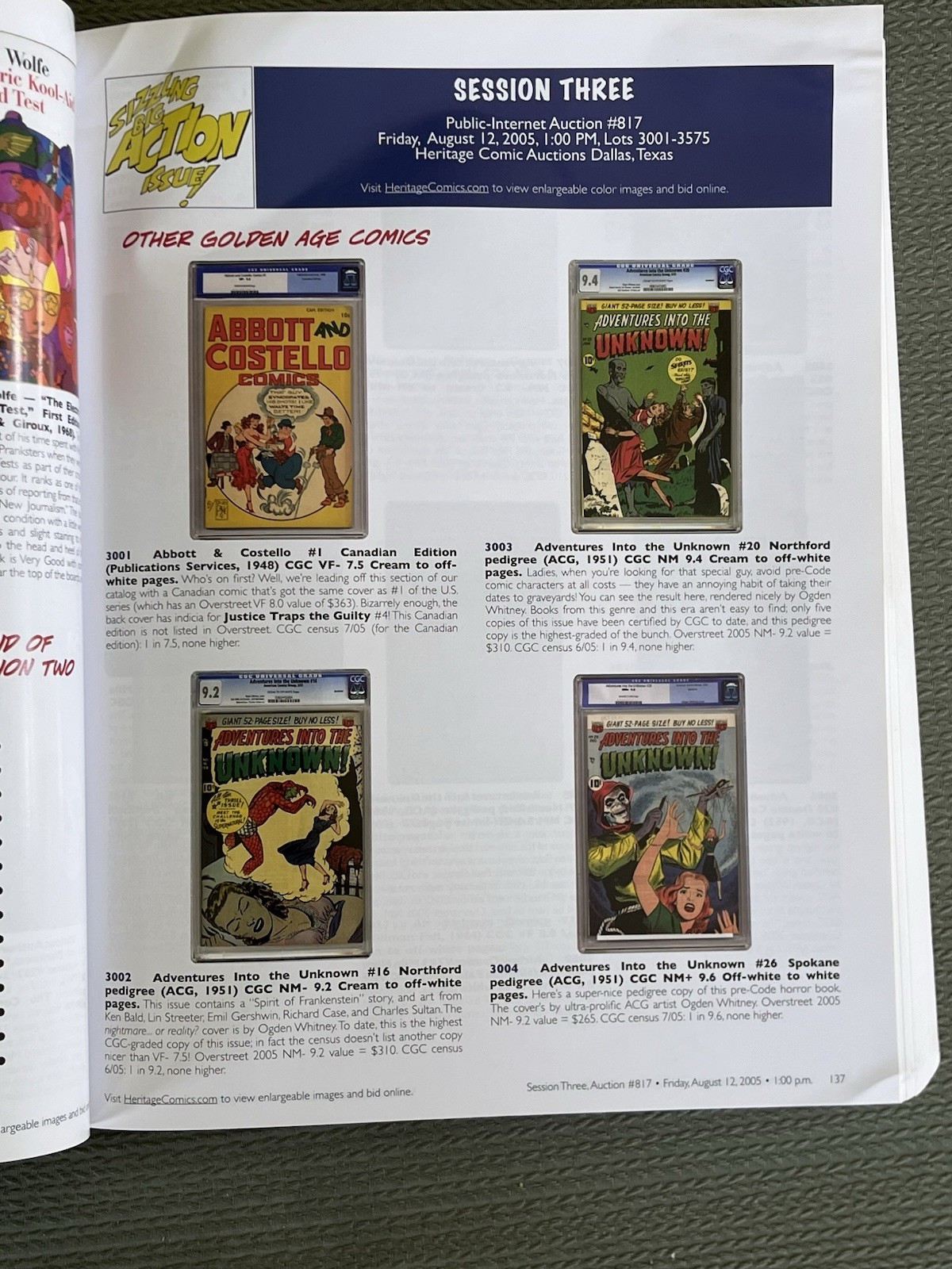 Heritage Comics Auctions August 2005 Signature Auction #817 Catalog, 588 pages