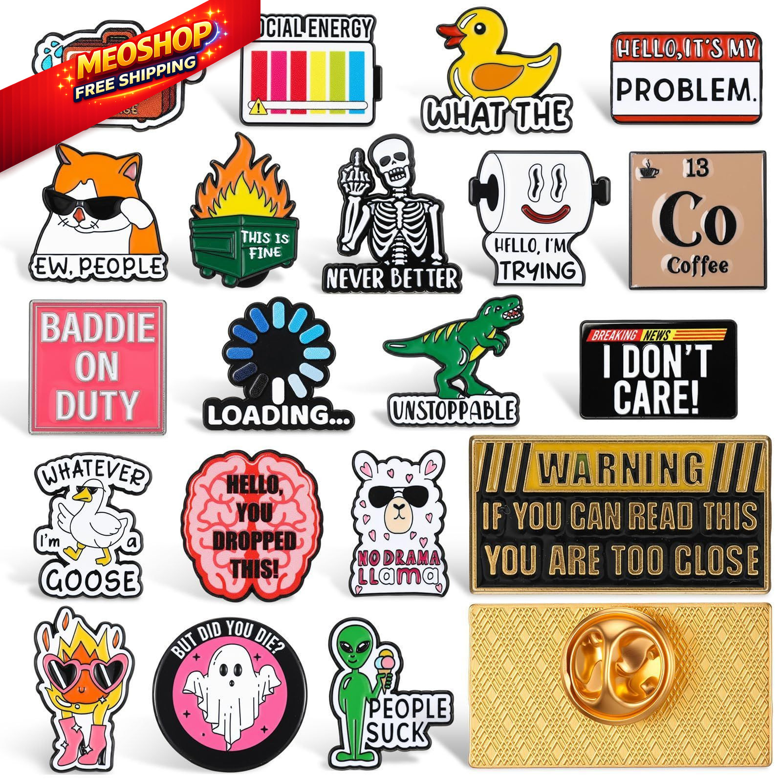 Huquary 20 Pack Funny Enamel about 1.18 x 0.79 inch /3 x 2 cm, multicolor
