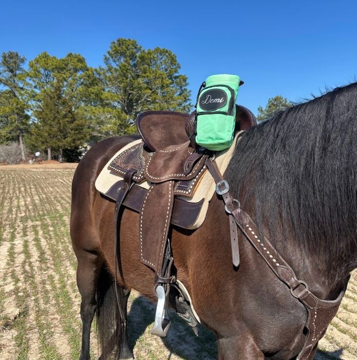 Personalized Horse Saddle Water Bottle Holder, Green, Multi Pocket Saddle Holder