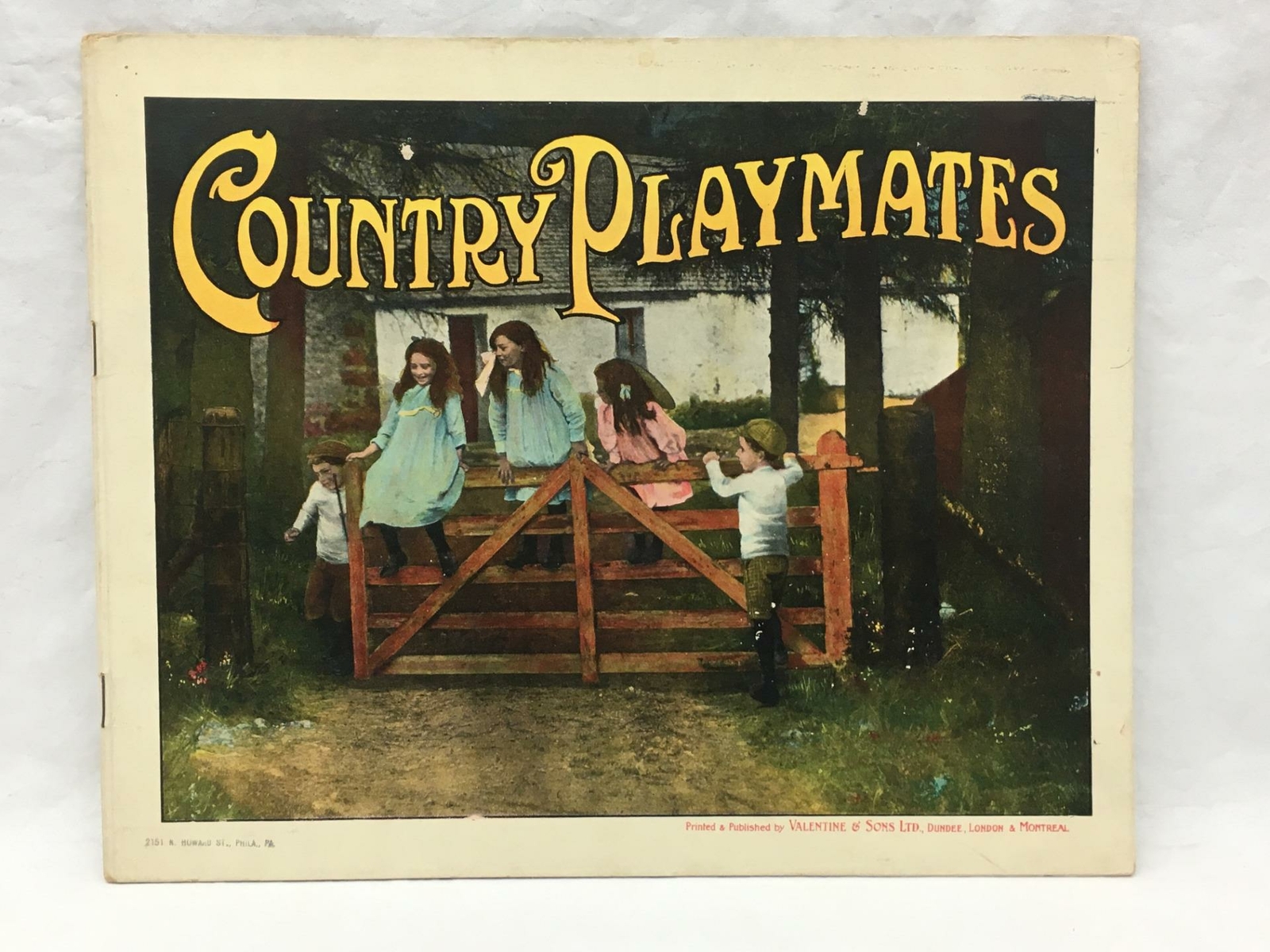 Adorable Antique Children’s Book COUNTRY PLAYMATES Great Color Images 12.25×9.75
