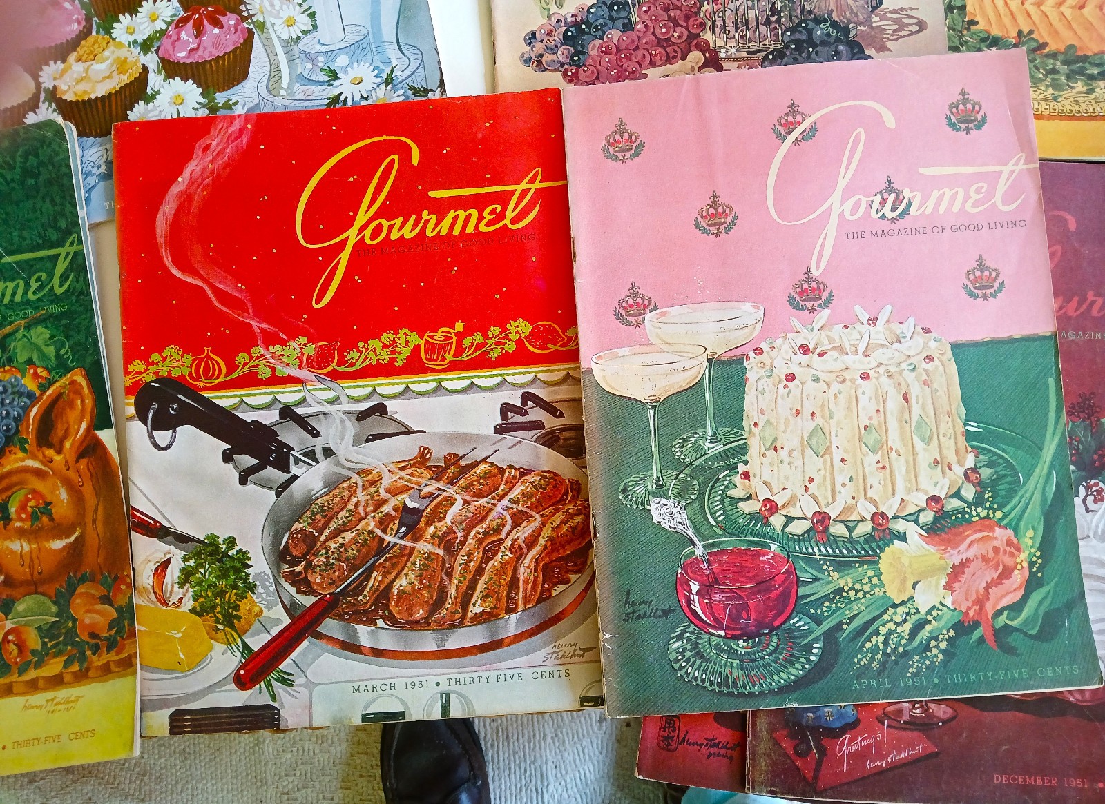 Gourmet Magazine 1951 11 issues incl Dec – full of Vintage liquor advertising