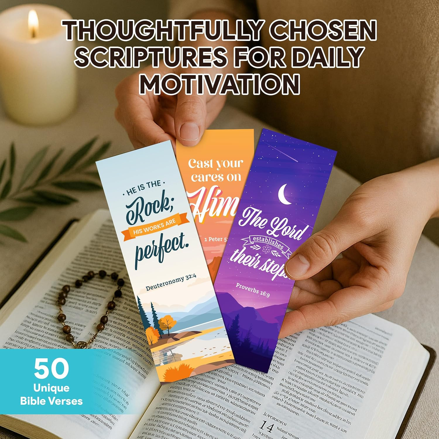 100 Pack 2X6.5In Christian Bookmarks for Women and Men – 50 Scenery Designs Doub