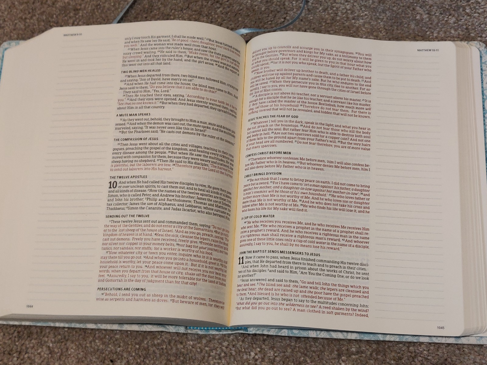 Notetaking Bible NKJV Blue Floral Cloth Board Holman 2015 Journaling Red Letter