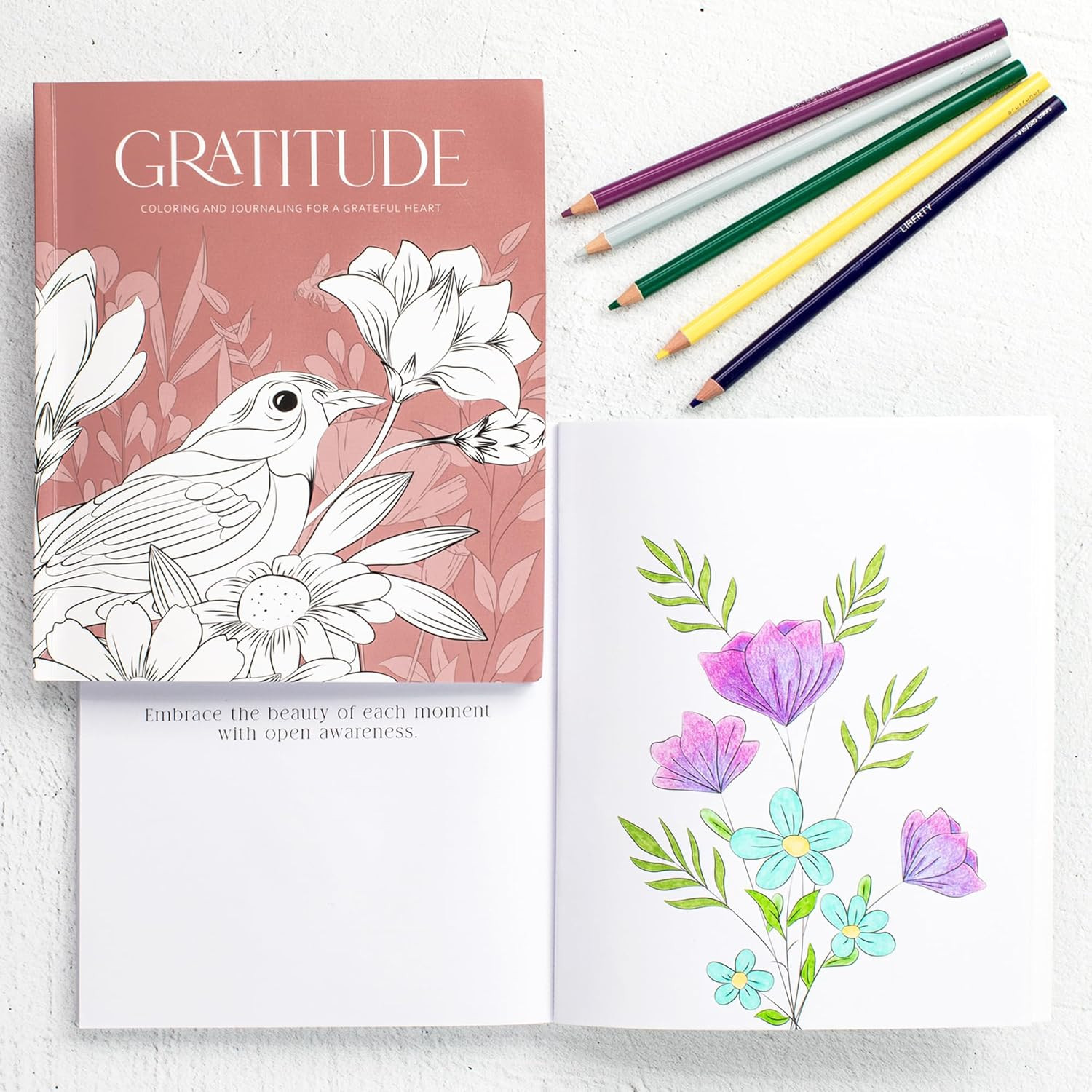 Beautiful Adult Coloring Book Set of 2 for Relaxation – Gratitude