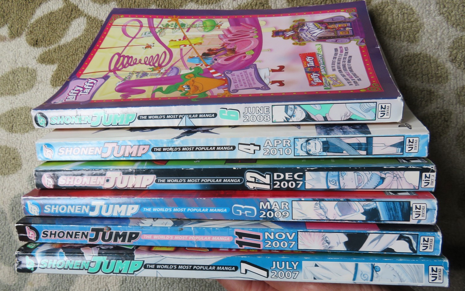LOT OF 6 SHONEN JUMP English Magazine 2007 #7 11 12- 2008#6, 2009#3. 2010#4