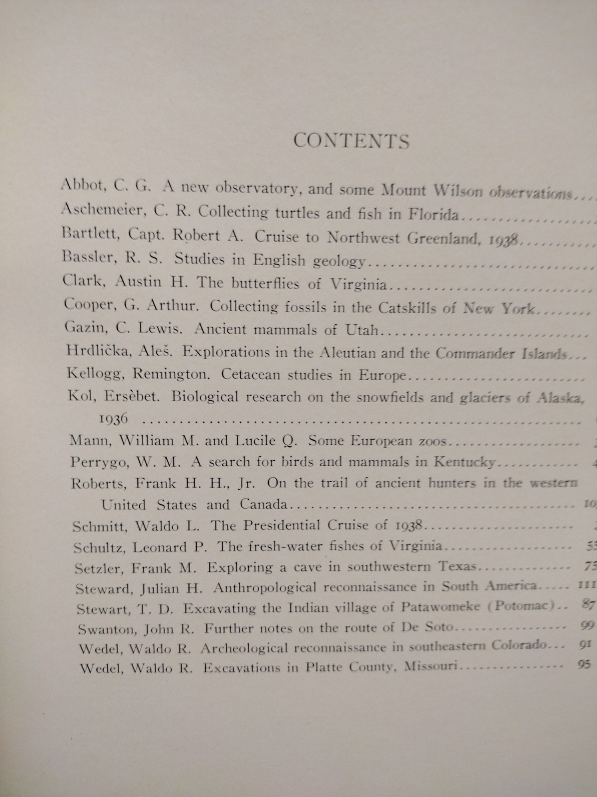 Explorations and Field-Work of the Smithsonian Institution in 1938 116 pages