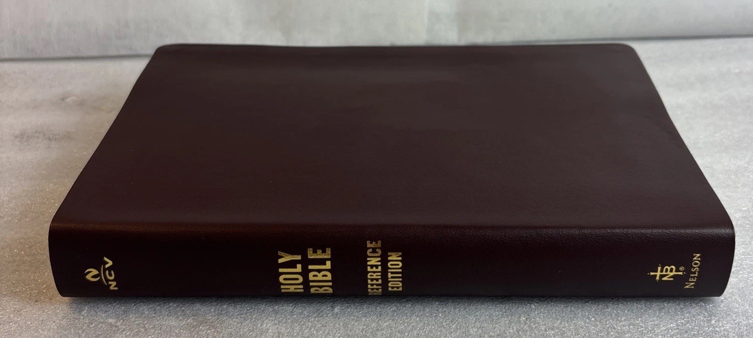 NCV Center Column Reference Bible Burgundy Bonded Leather Red Letter