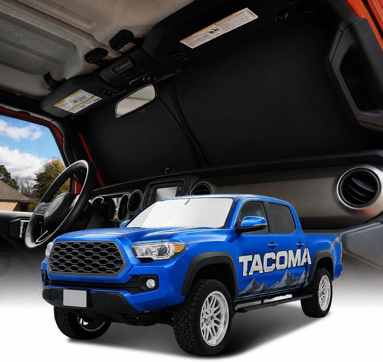 Windshield Sun Shade for Toyota Tacoma 2016 2017 2018 2019 2020 2021 2022 2023,