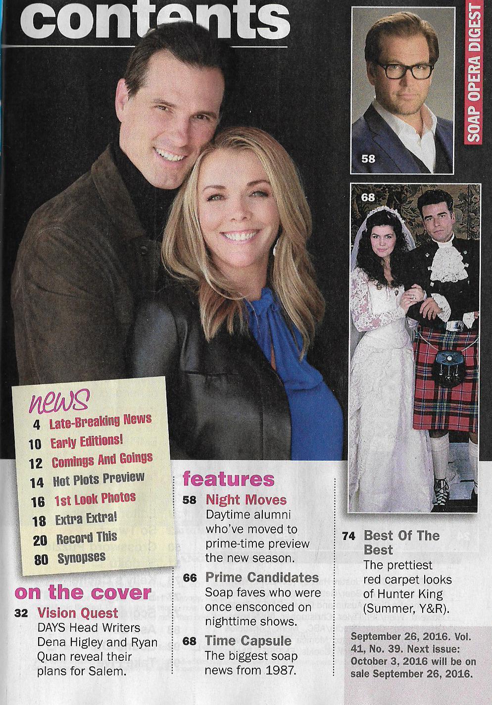 Soap Opera Digest Sept. 26 2016 Days of Our Lives Taraji P. Henson Nadia Bjorlin