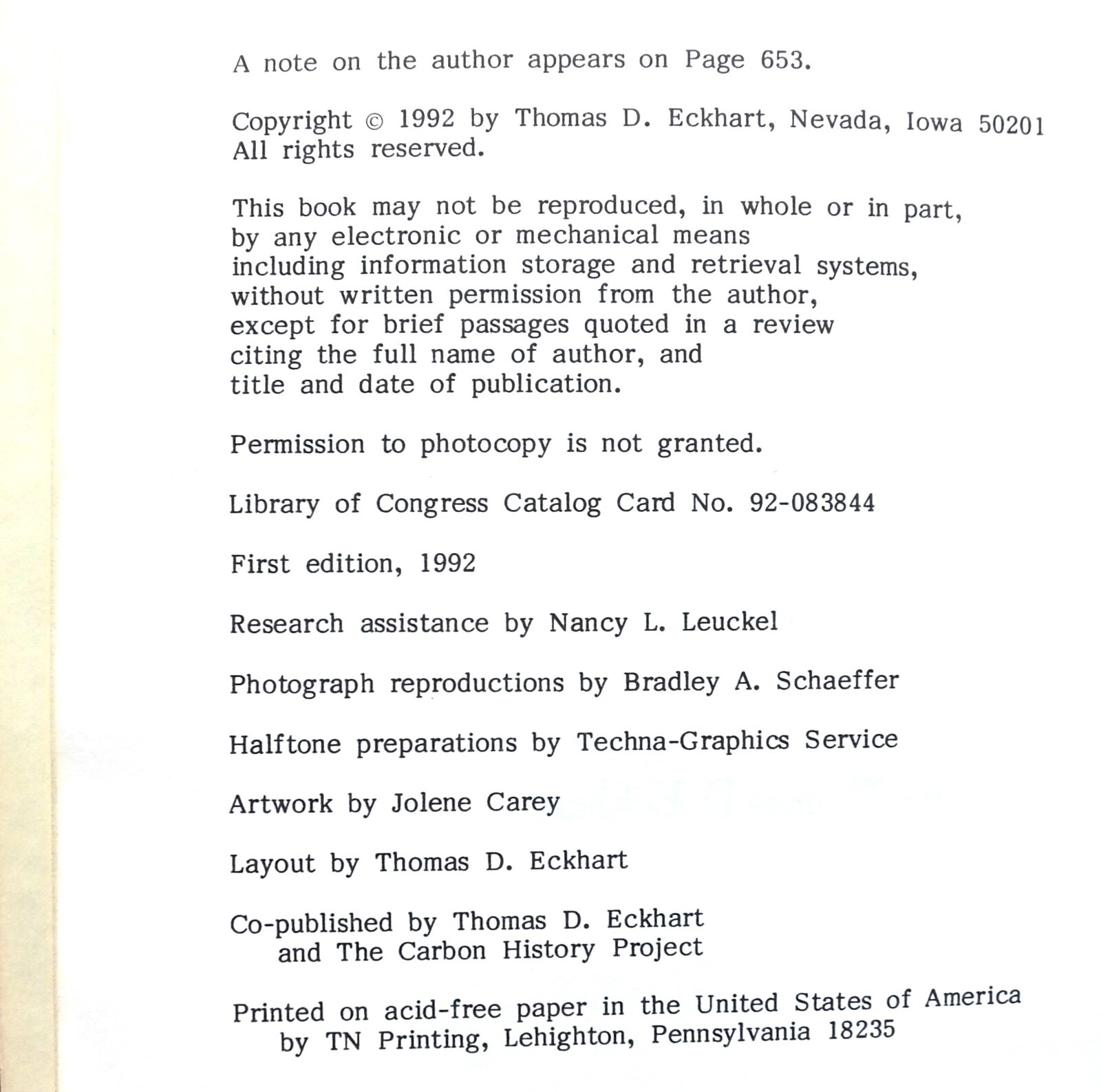 used HISTORY of CARBON COUNTY PENN. VOL. 1 ECKHART HC 1992 1ST. ED. 654 PAGES