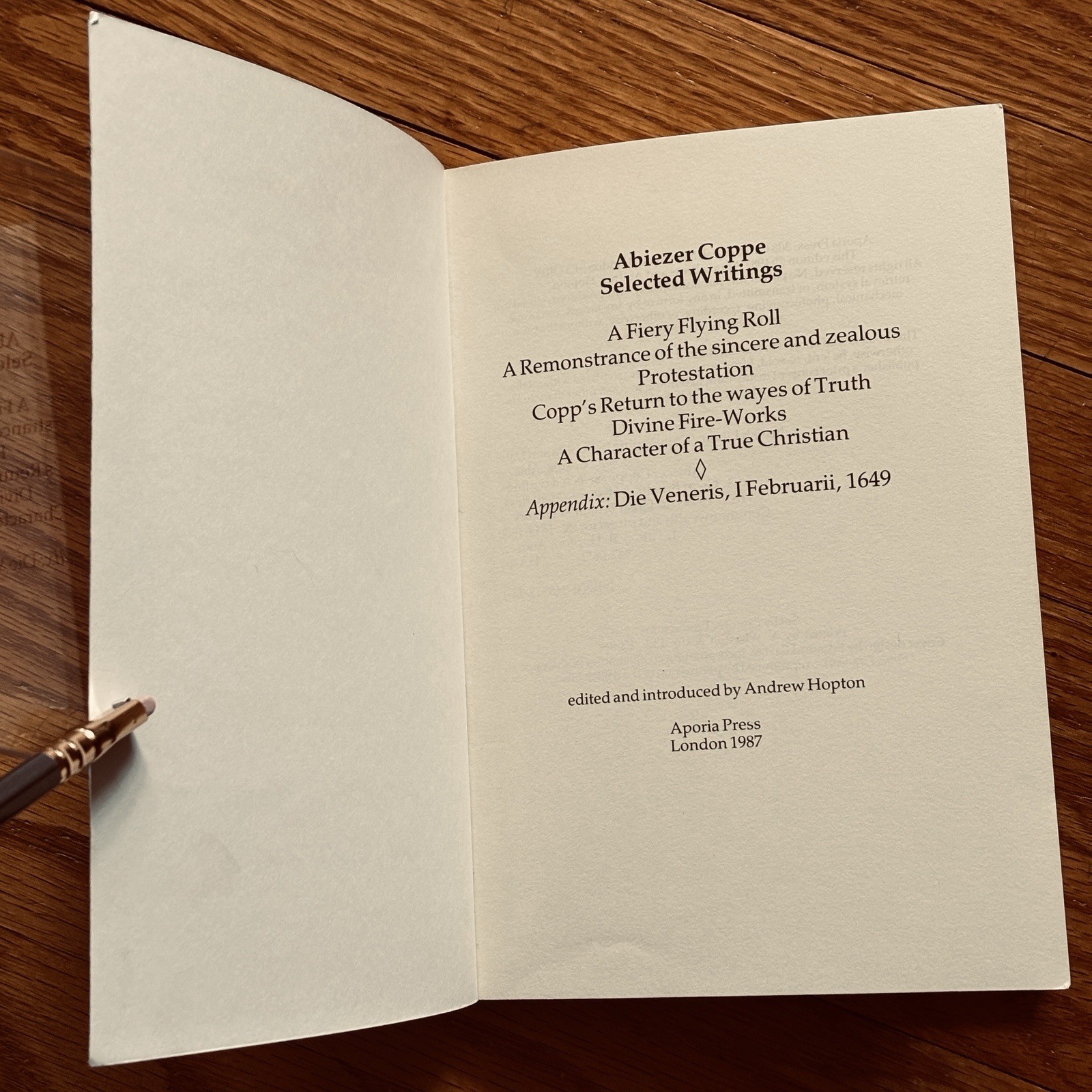 ABIEZER COPPE—Selected Writings: Fiery Flying Roll etc—1987 PB—Radical Christian