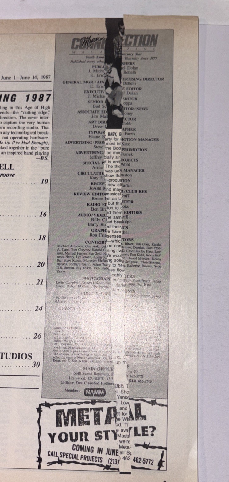 Music Connection Magazine Special Issue 1987 Tom Petty & Mike Campbell