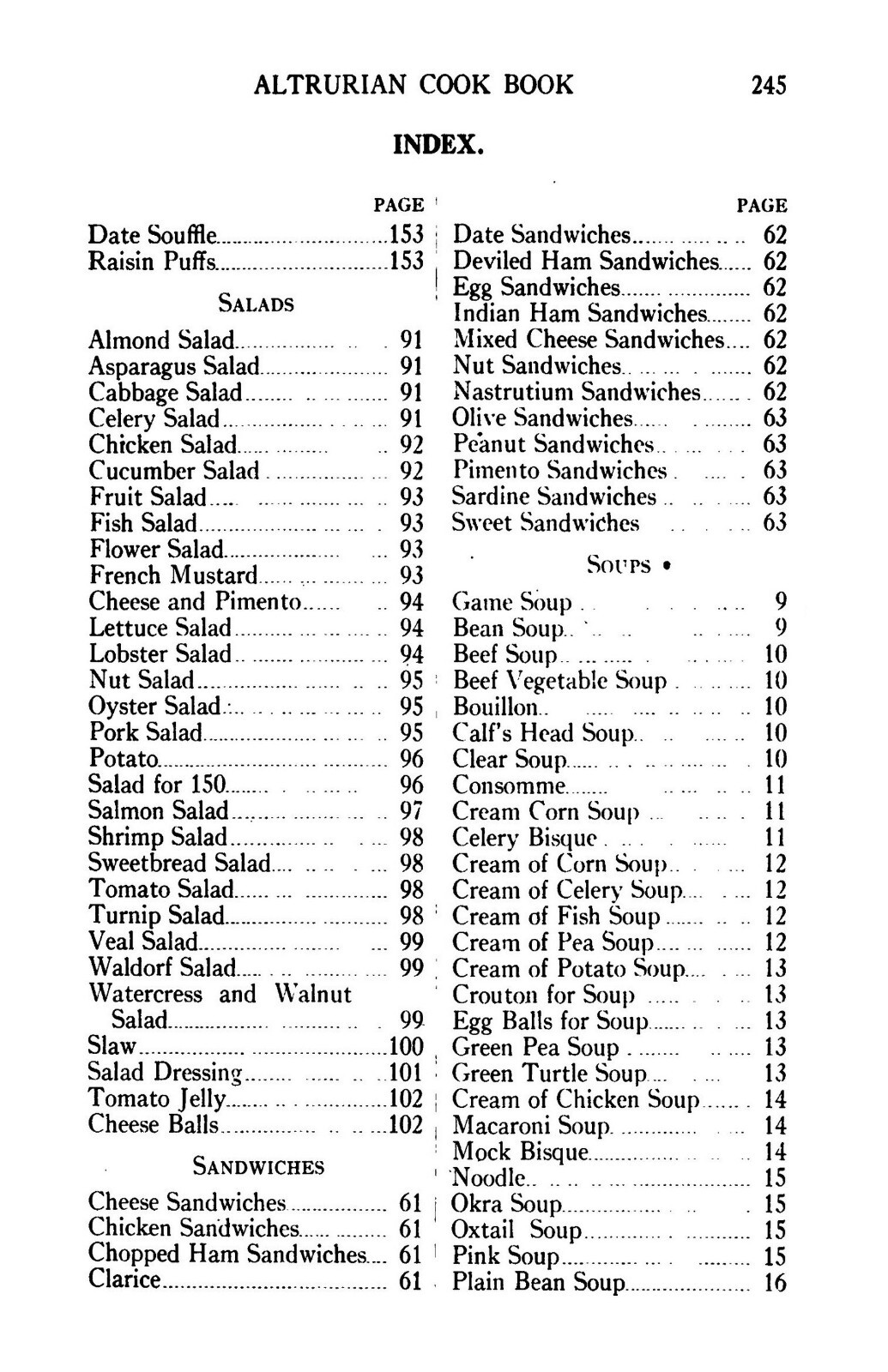 1910 The Altrurian Vintage Cook Book 243 Pages