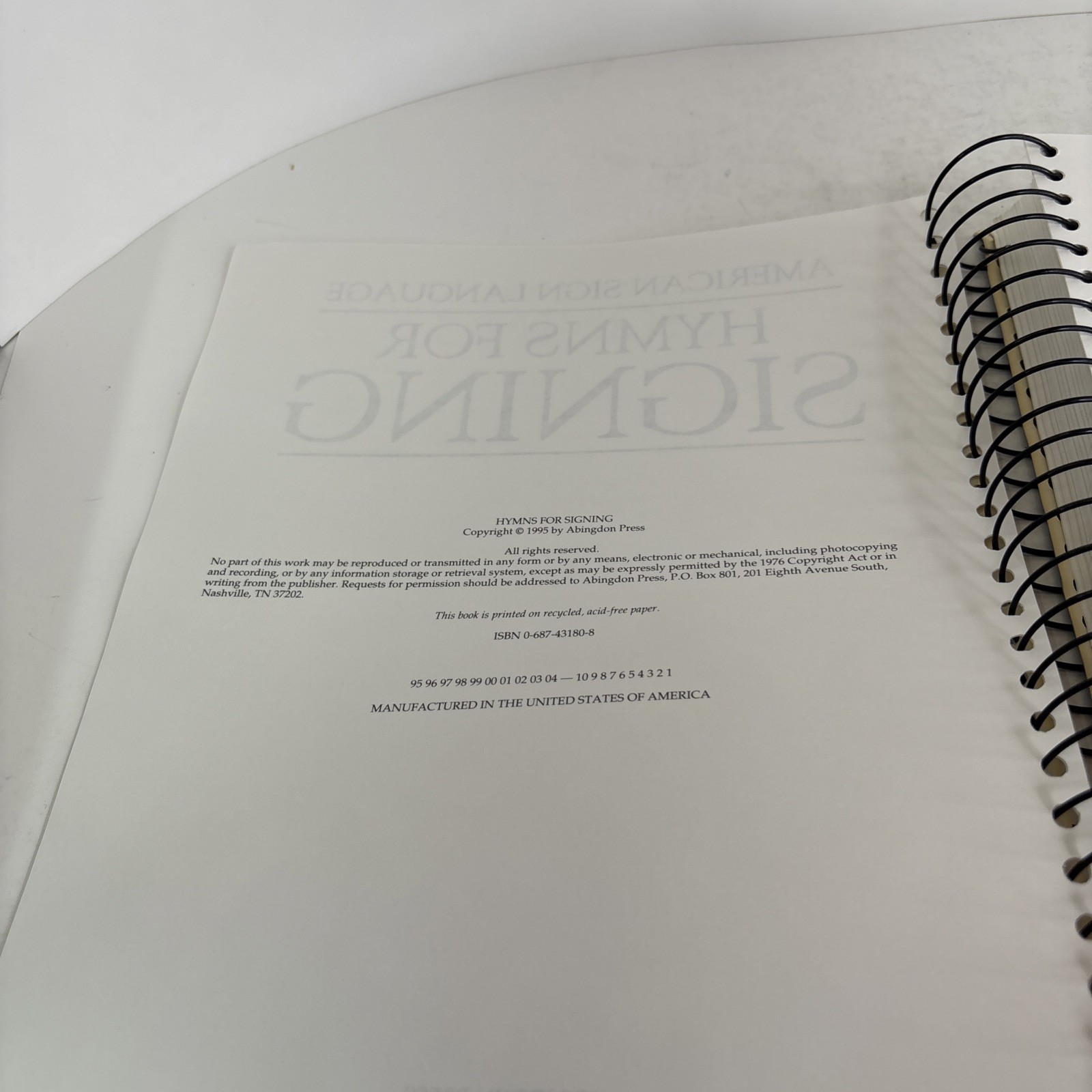 Hymns for Signing American Sign Language Spiral Bound Hymnal