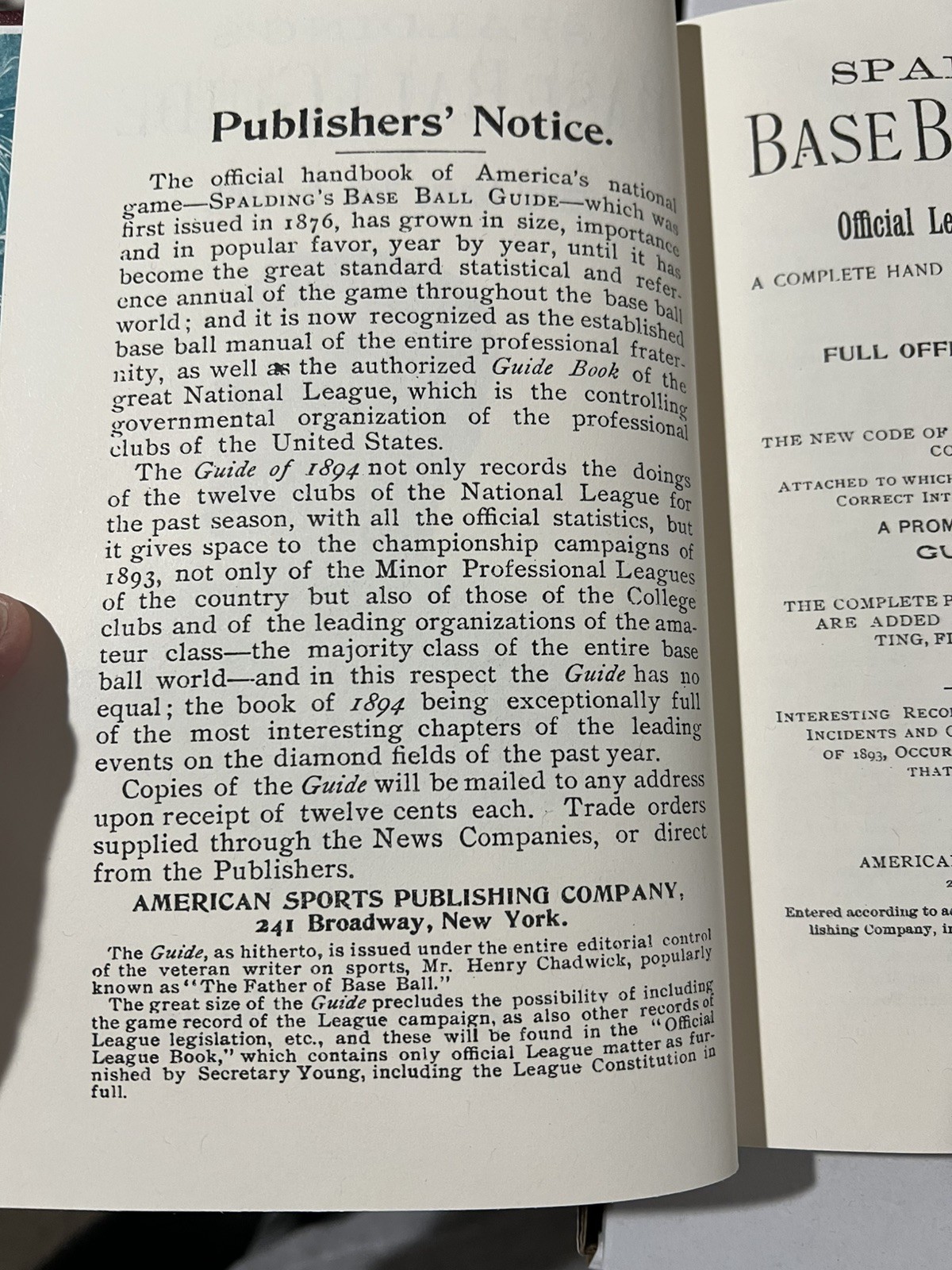 1894 SPALDING’S BASEBALL GUIDE ~ Amereon House | 166 pages ~ 1 of 80 REPRINT!