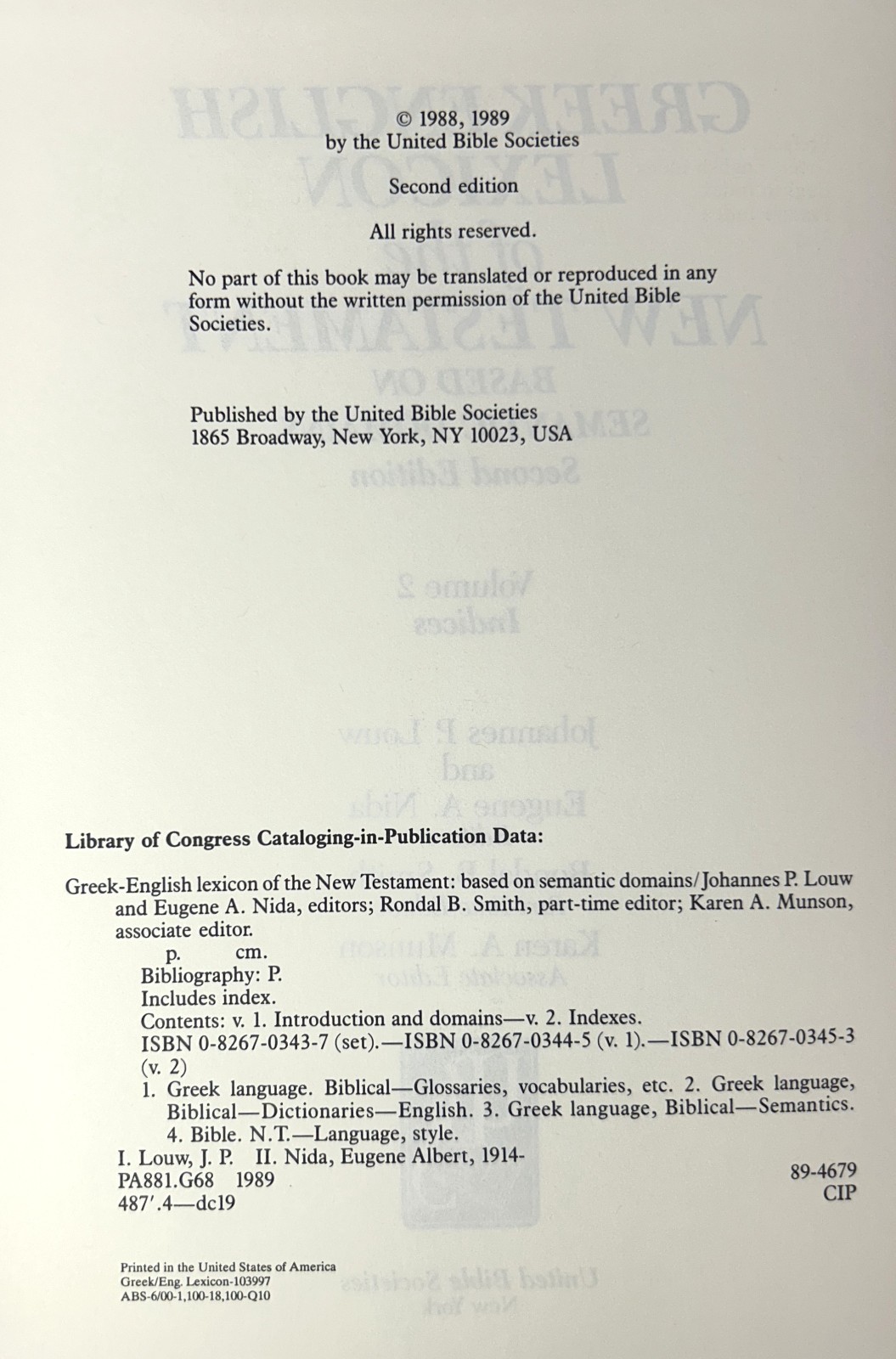 Set of 2 Greek-English Lexicon of the New Testament 1989 Hardcovers 2nd Edition