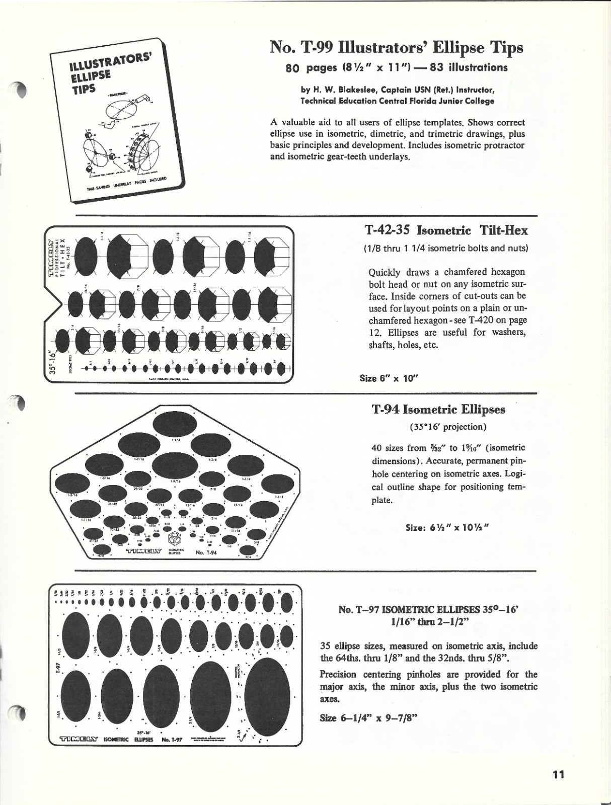 1968 ILLUSTRATORS ELLIPSE TIPS Blakeslee + 1975 TIMELY Drafting Template Catalog