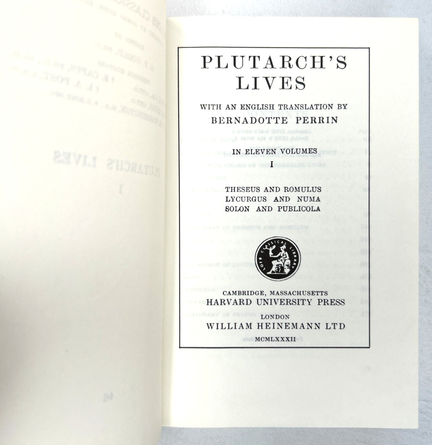 Plutarch Lives Vol I & II Loeb Classical Library Perrin Translation Books Set 2