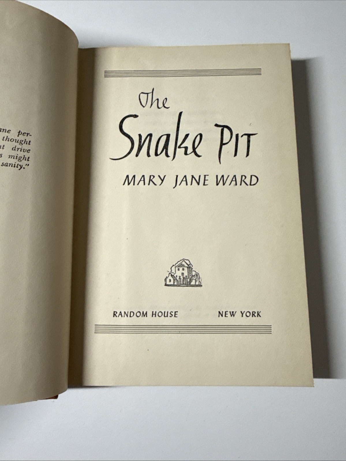 The Snake Pit By Mary Jane Ward 1946 Book Club Edition HC/DJ