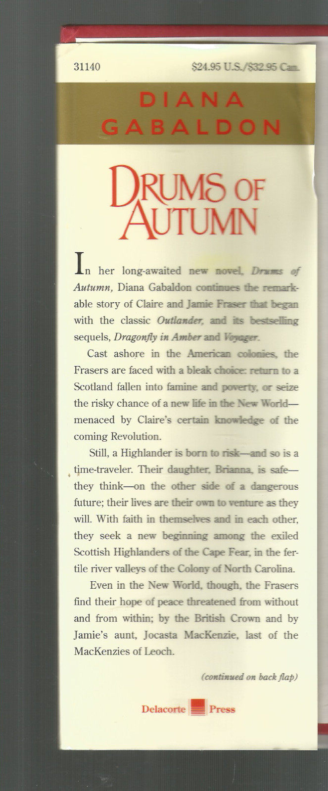 DIANA GABALDON ( HC) DRUMS OF AUTUMN ( 1997) HISTORICAL ROM (880 PAGES