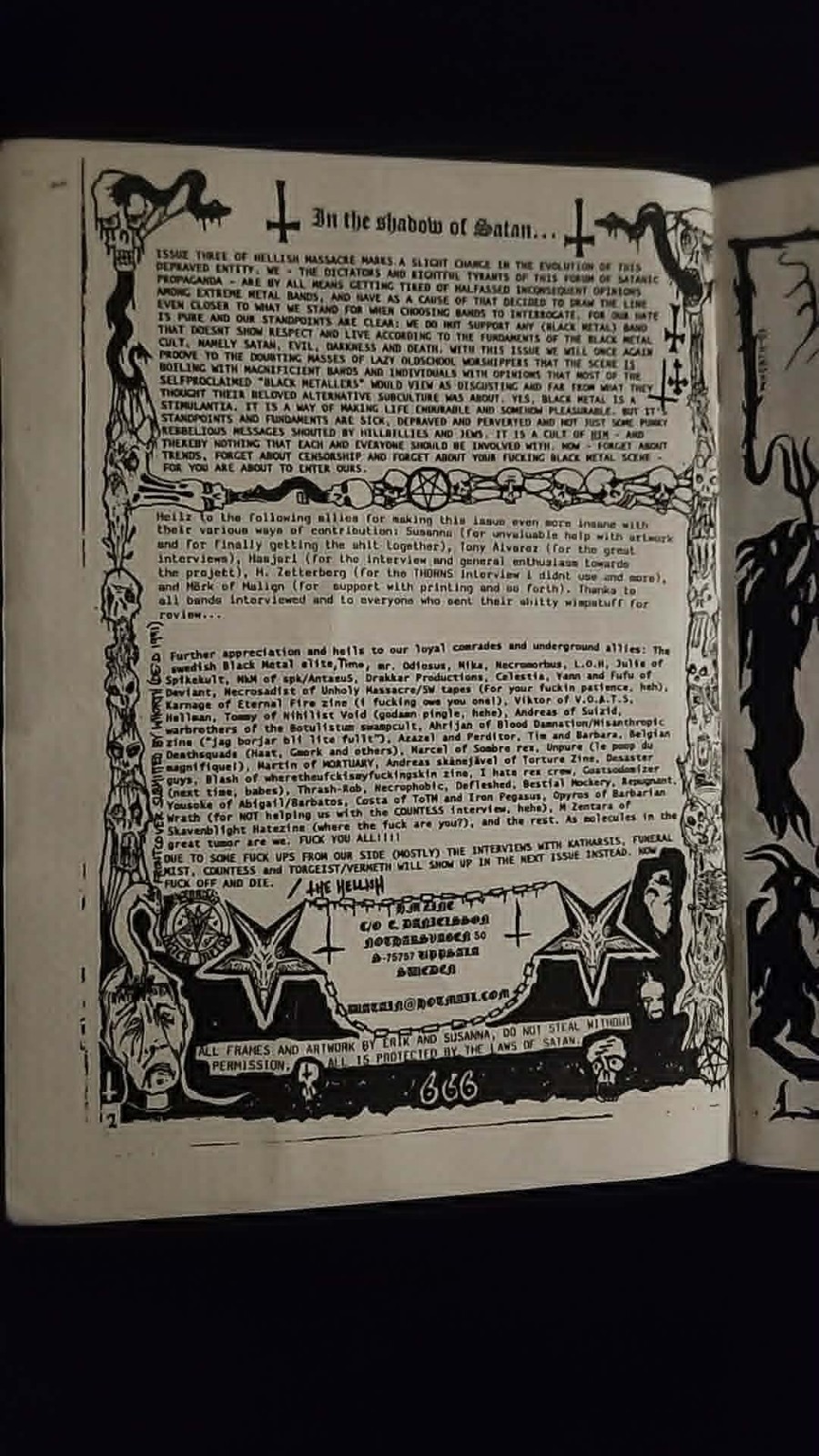 Hellish Massacre Fanzine #3, 2nd Ed. (Sweden) Watain P. Forsberg/E Danielsson