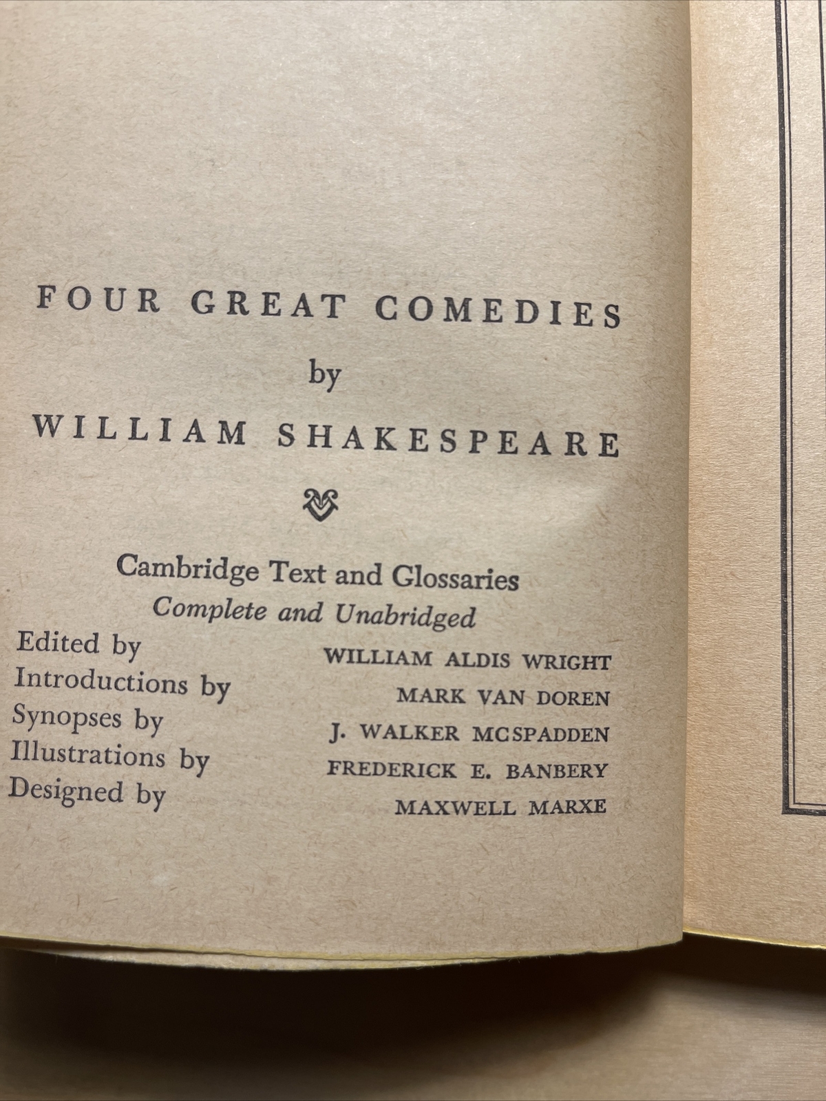 Four Comedies by William Shakespeare Vint 1960 Washington Sq. Press * F. Banbury