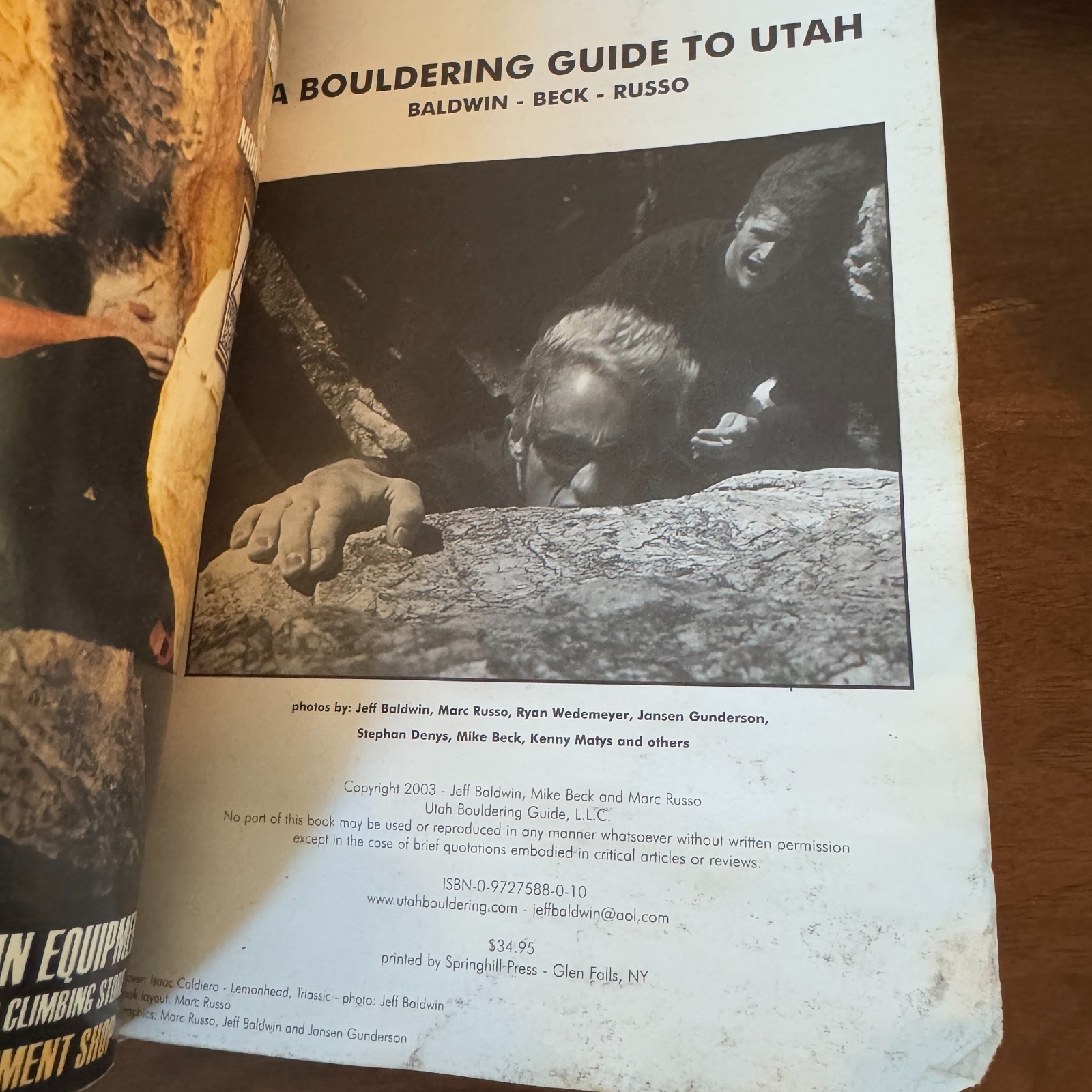 Bouldering Guide to Utah Paperback Jeff Baldwin Marc Russo Mike The Black Bible