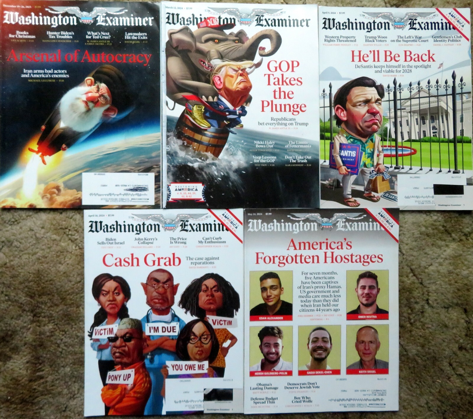 WASHINGTON EXAMINER Magazine – Five (5) Issues from Dec. 2023, Mar-May 2024