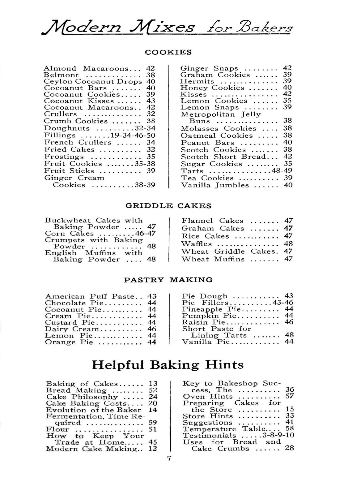 1914 Modern Mixes For Bakers Cook Book 62 Pages