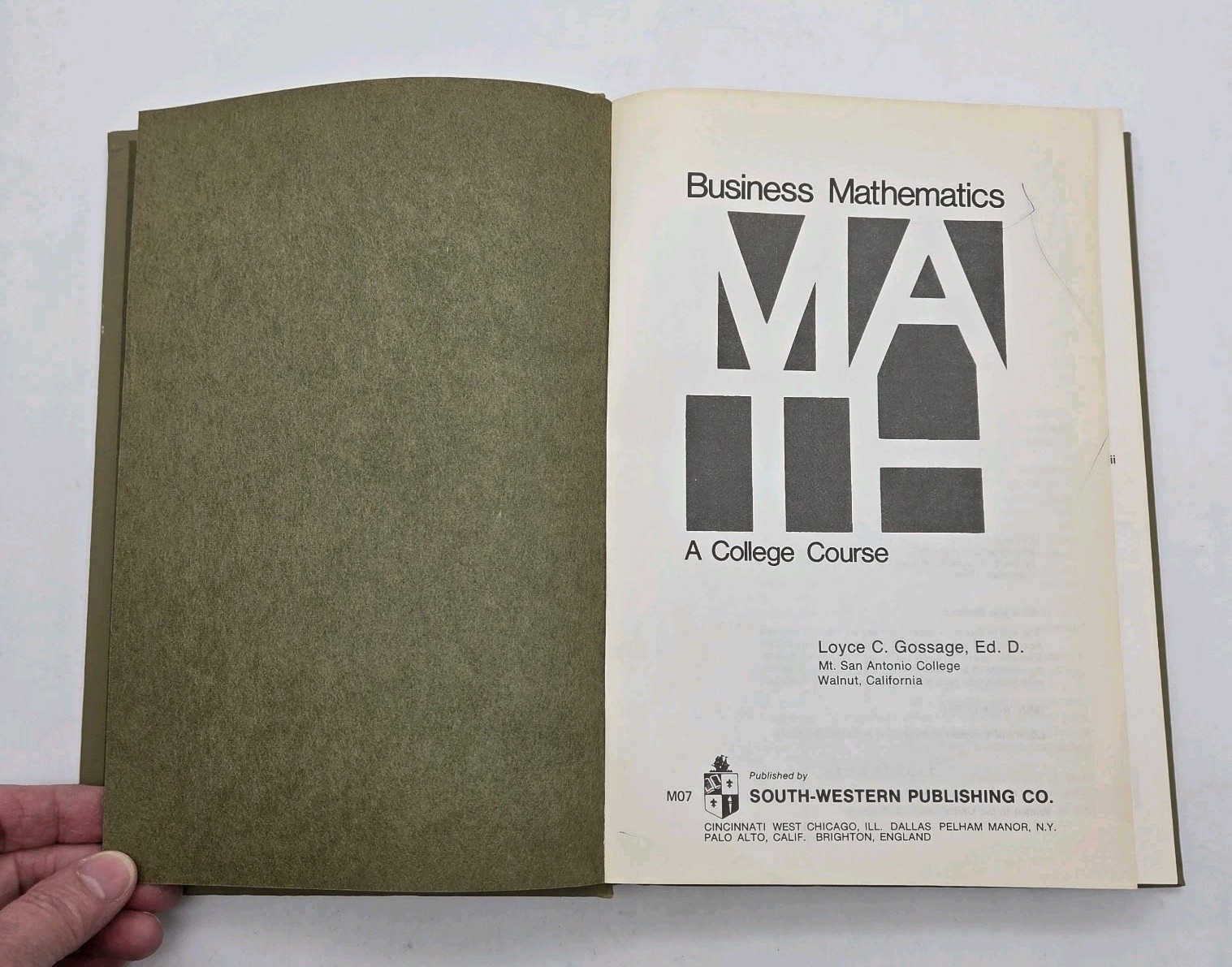 Business Mathematics: A College Course Gossage VTG 1972 USA