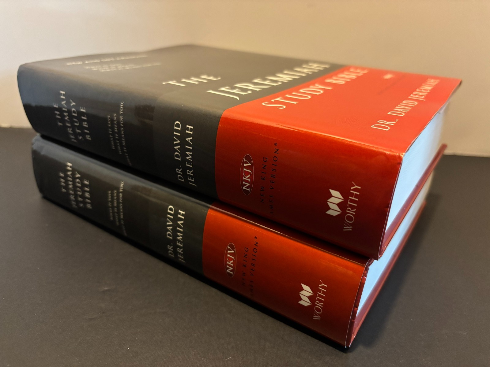 Lot of 2 NKJV David Jeremiah Hardcover Study Bibles ,Red Letter,Concordance,Maps