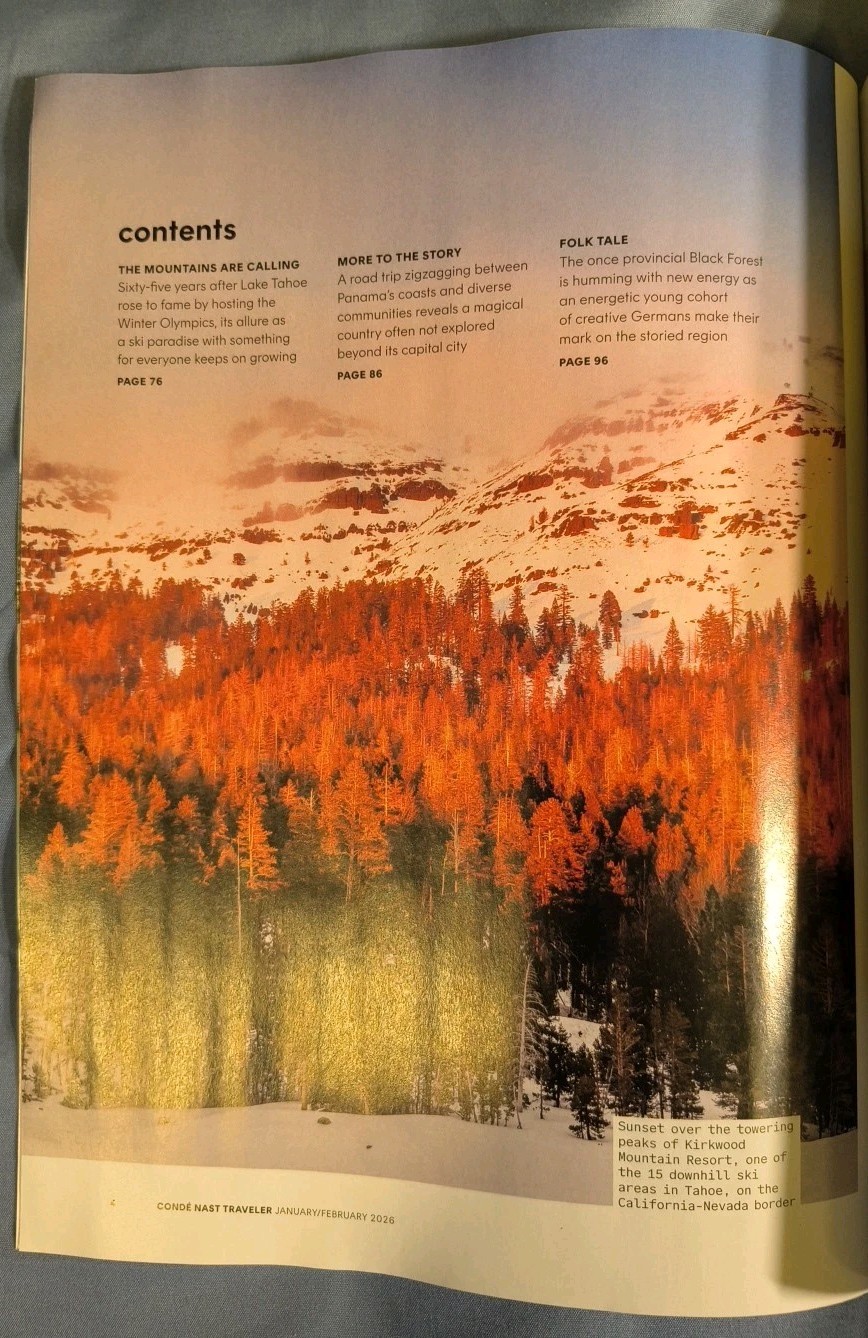 Conde Nast Traveler Magazine Jan January February 2026 NEW Lake Tahoe Germany